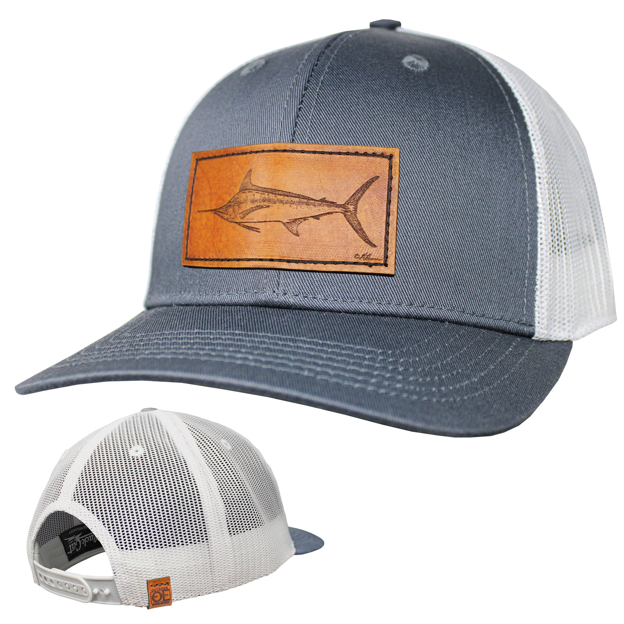 OE - Performance Trucker Hat - Blue Marlin Leather Patch