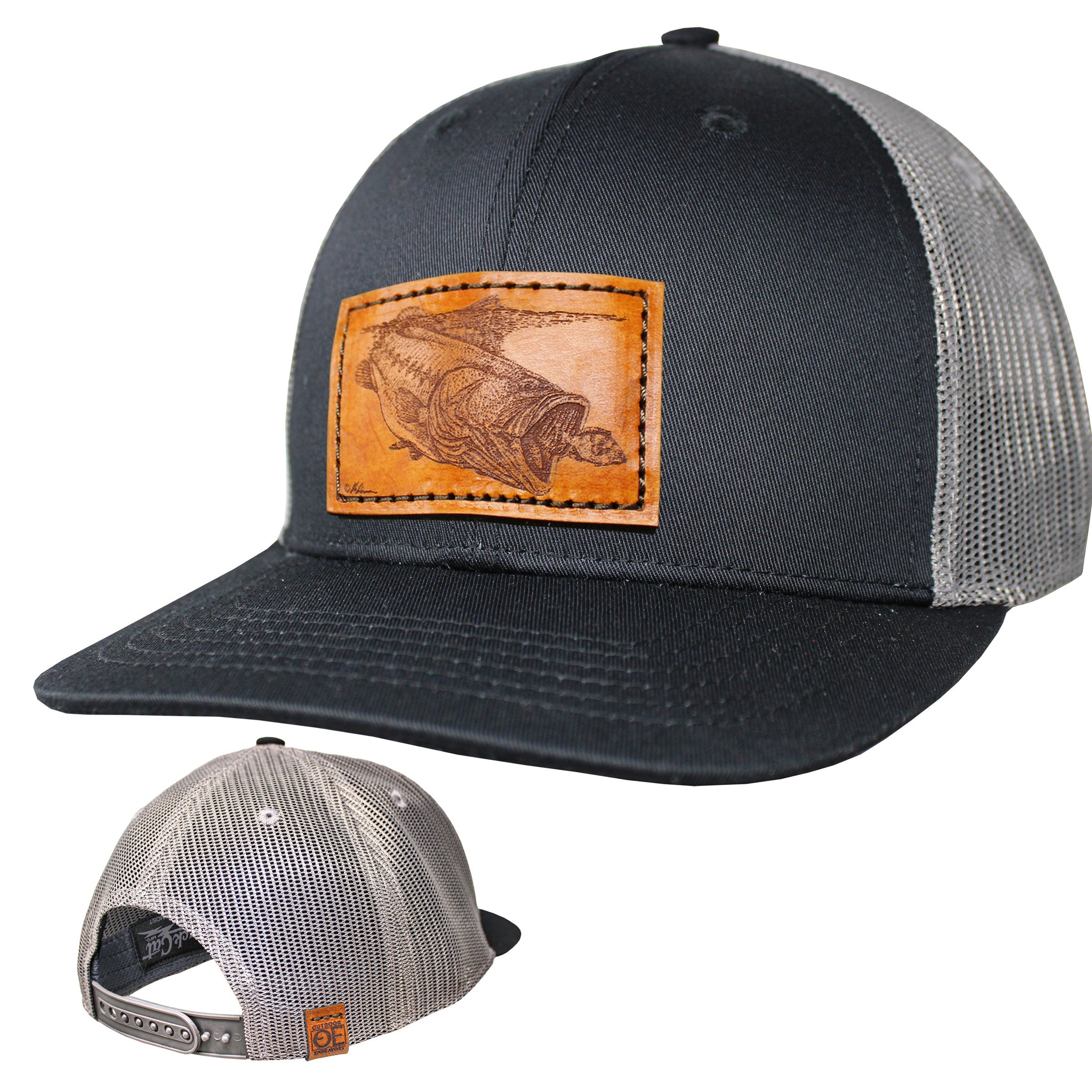 OE - Performance Trucker Hat - Largemouth Bass Gulp Leather Patch