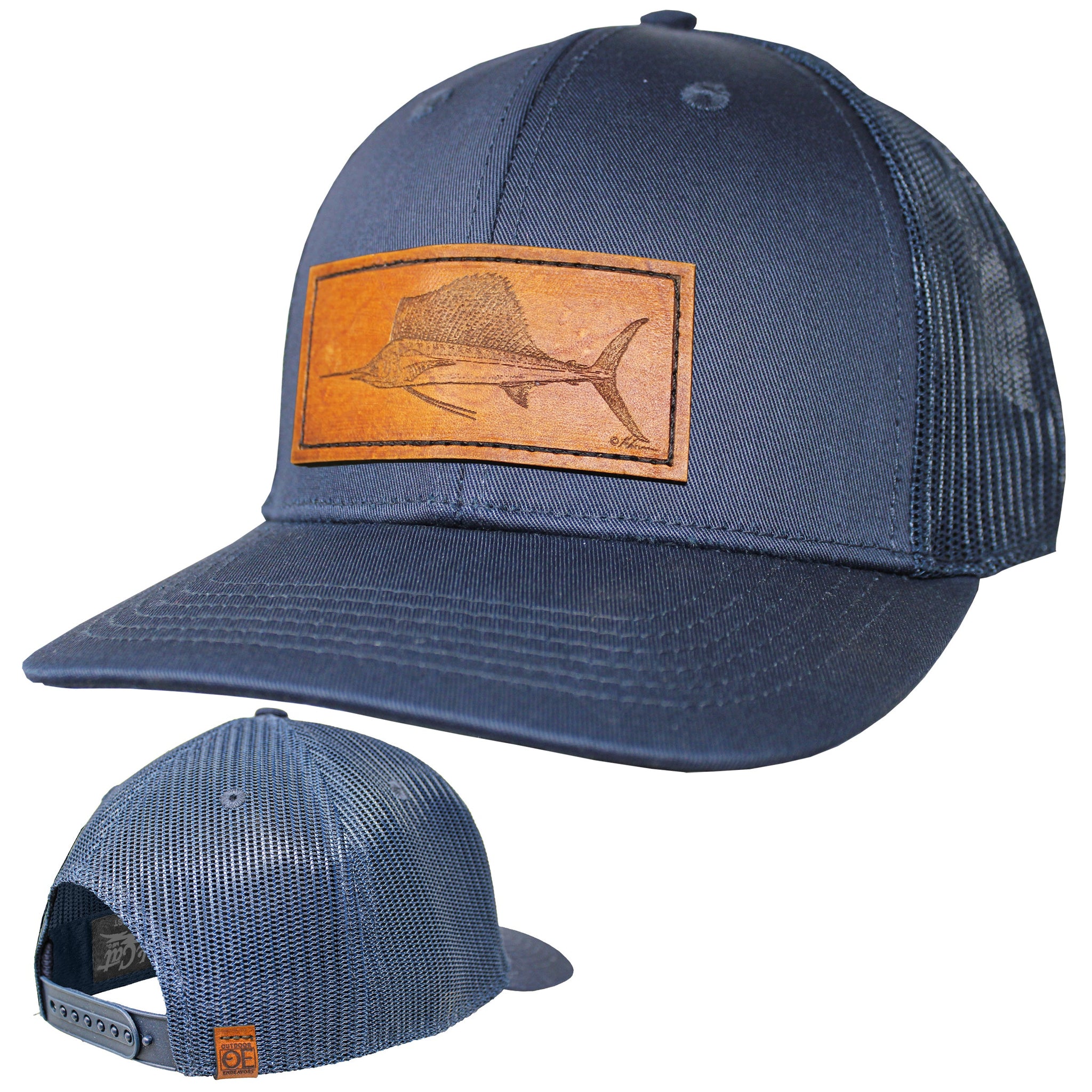 Gorra Trucker Performance - Parche de cuero de pez vela