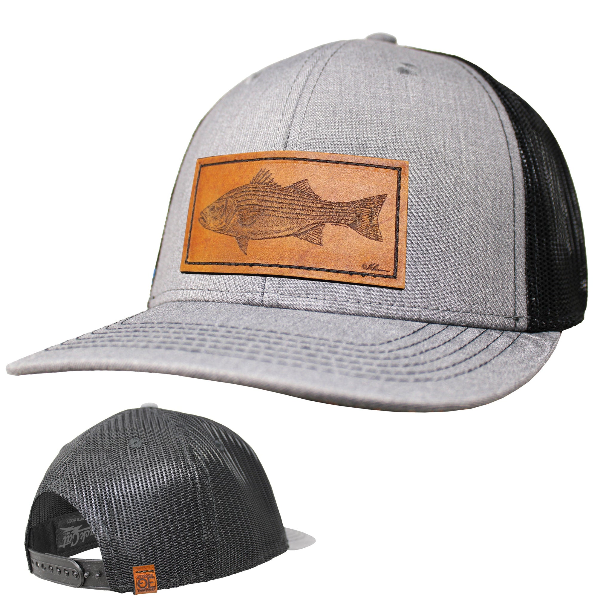 OE - Performance Trucker Hat - Striper Bass Leather Patch