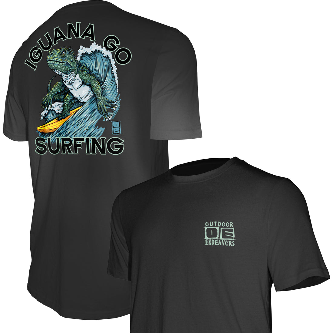 Actitud de esfuerzos al aire libre - Camiseta hecha en Estados Unidos - Iguana Go Surfing