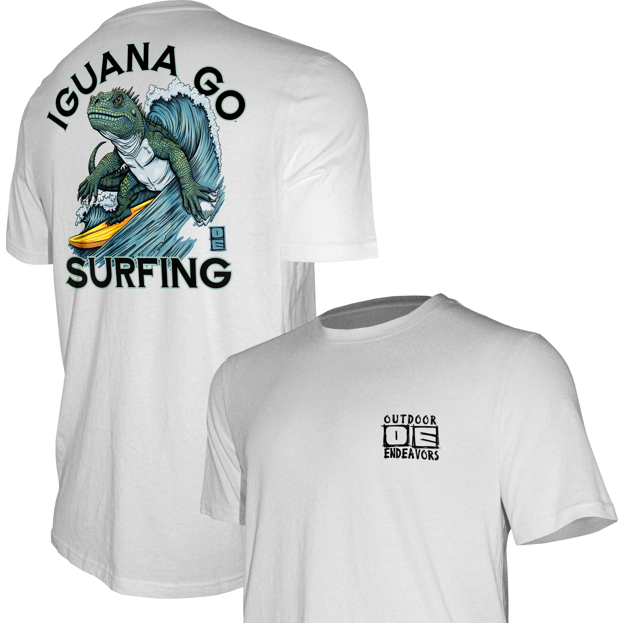 Actitud de esfuerzos al aire libre - Camiseta hecha en Estados Unidos - Iguana Go Surfing