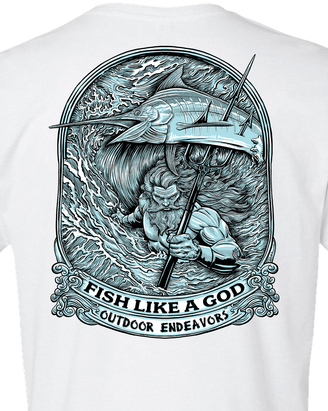 Outdoor Endeavors - American Made Back Graphic Tee - Fish Like a God - Poseidon