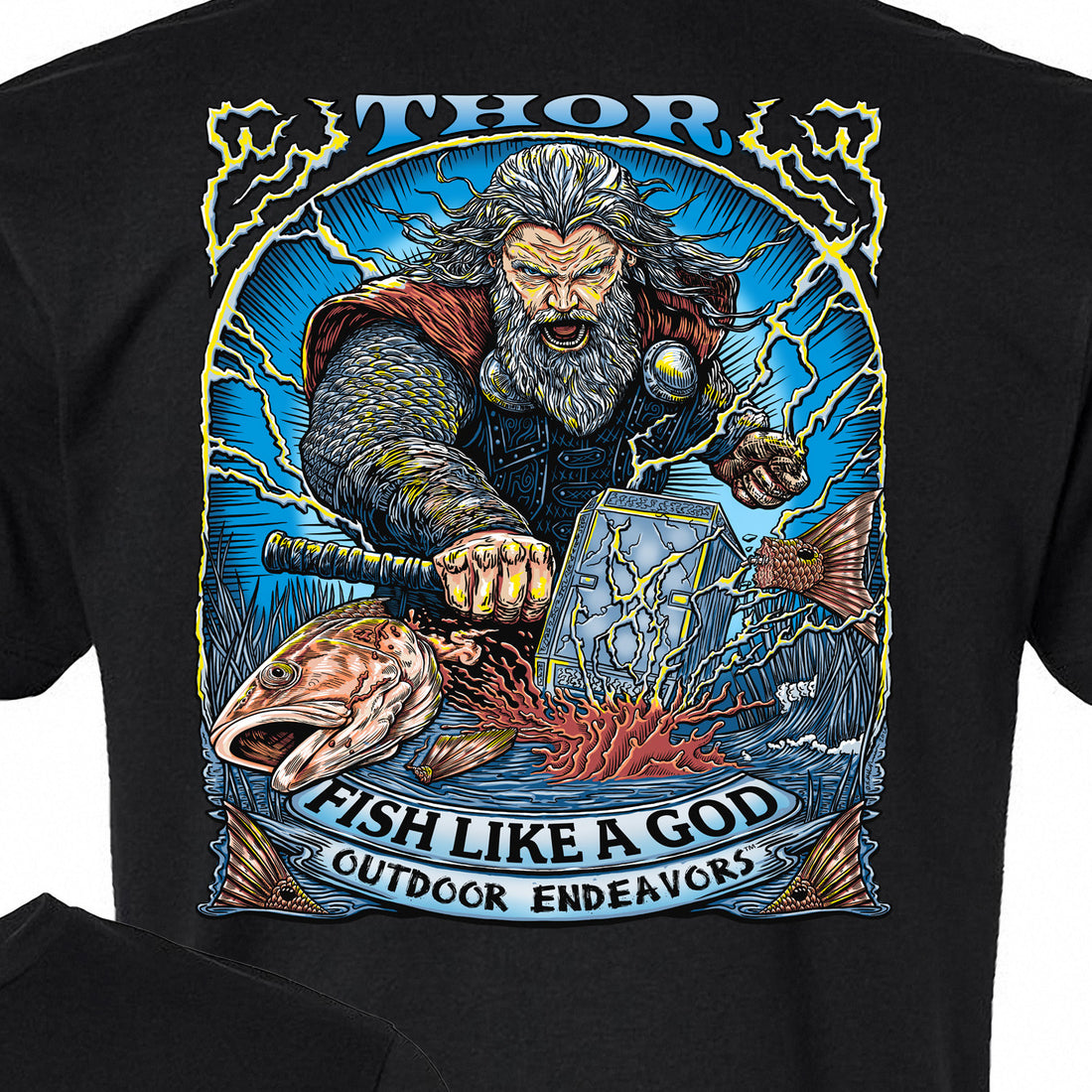 Outdoor Endeavors - American Made Back Graphic Tee - Fish Like a God - Thor