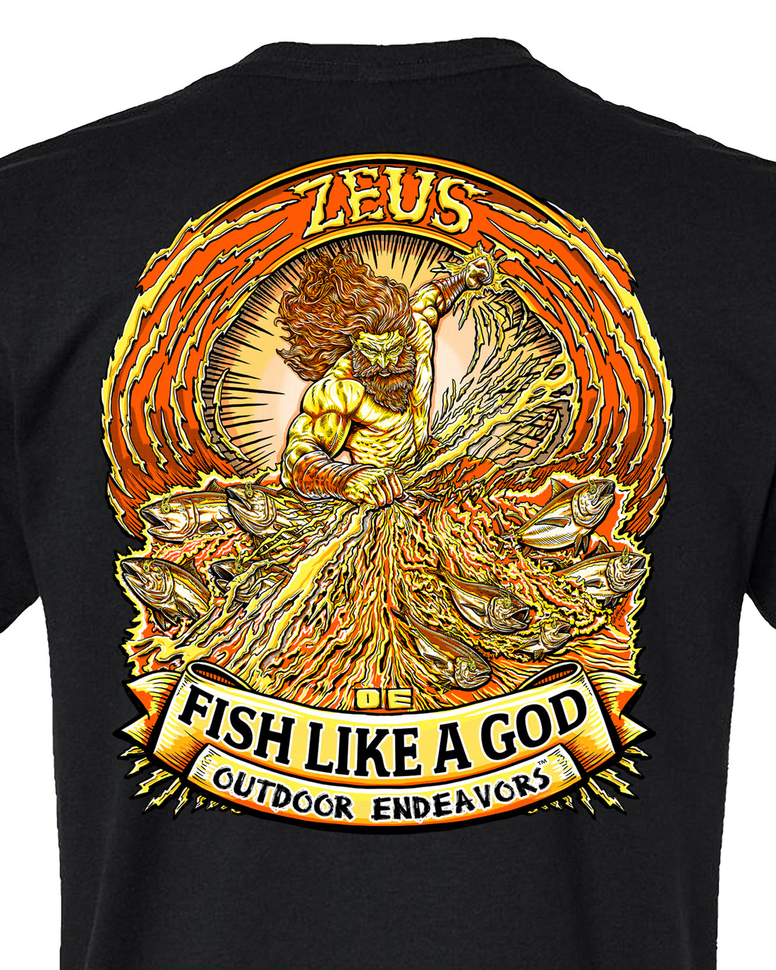 Outdoor Endeavors - American Made Back Graphic Tee - Fish Like a God - ZEUS