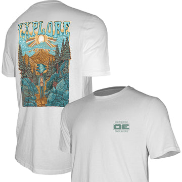 Esfuerzos al aire libre por ahí: camiseta hecha en Estados Unidos - EXPLORAR VOLVER