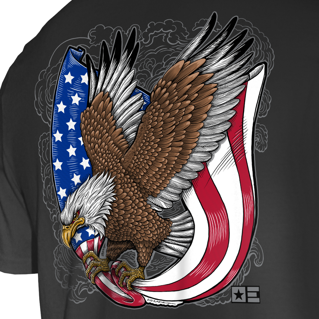 Outdoor Endeavors Patriotic - Camiseta hecha en Estados Unidos - Retro Tattoo Eagle