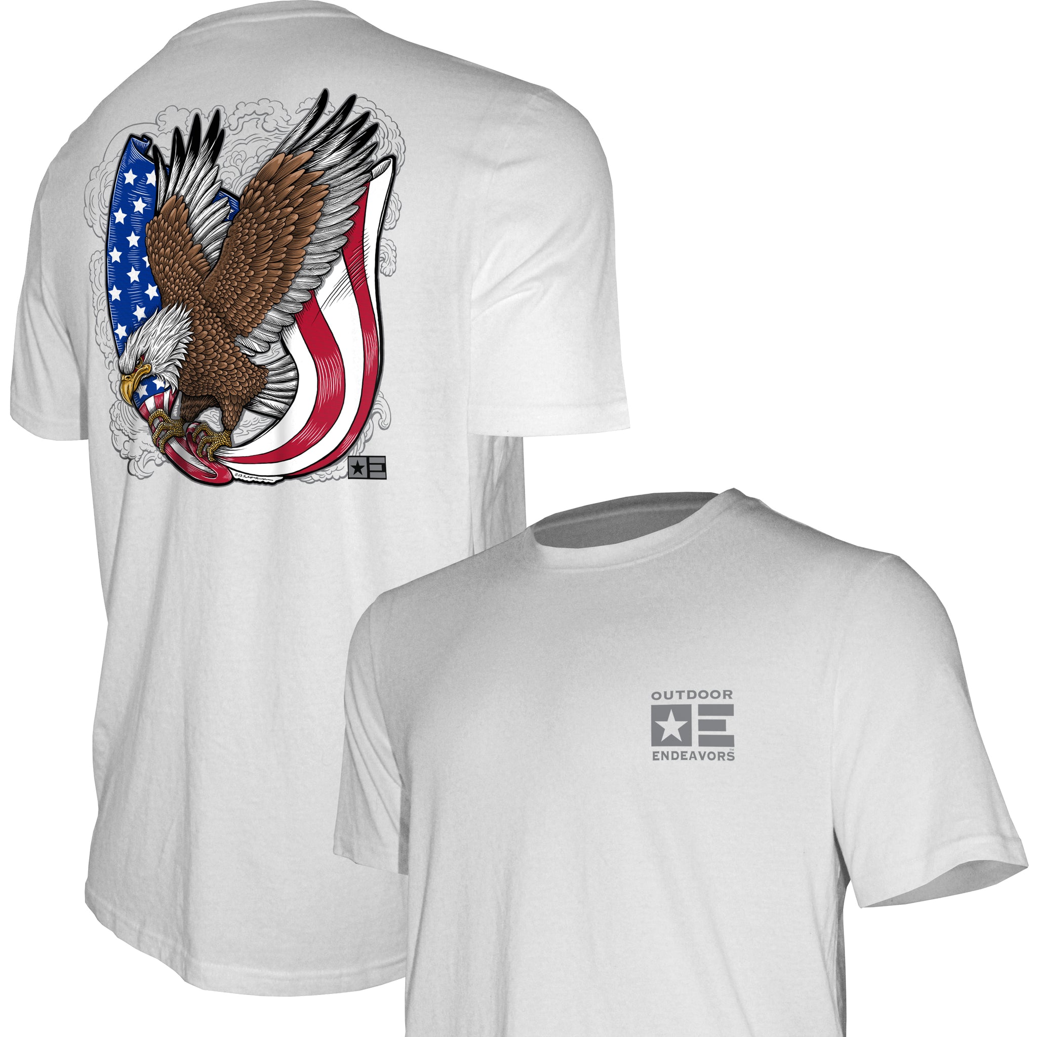 Outdoor Endeavors Patriotic - American Made Tee - Retro Tattoo Eagle