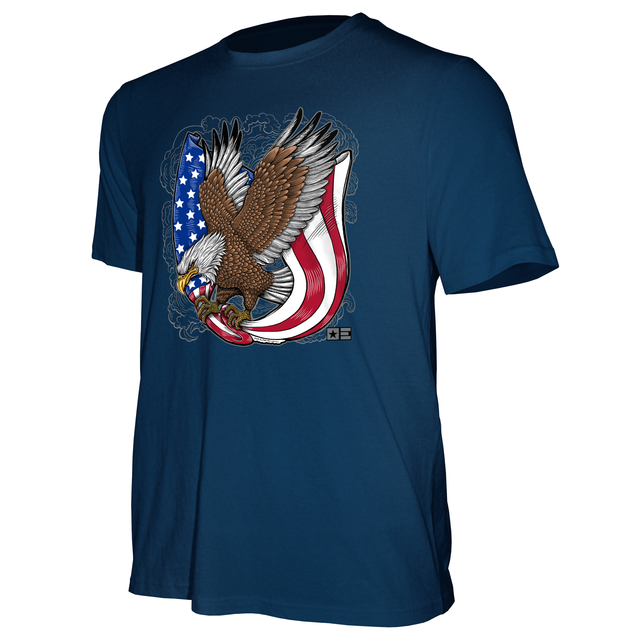 Outdoor Endeavors Patriotic - American Made Tee - Retro Tattoo Eagle - Front Print