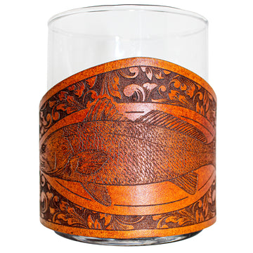 Handcrafted Leather Wrapped Whiskey Glass | Redfish Rocks Glass