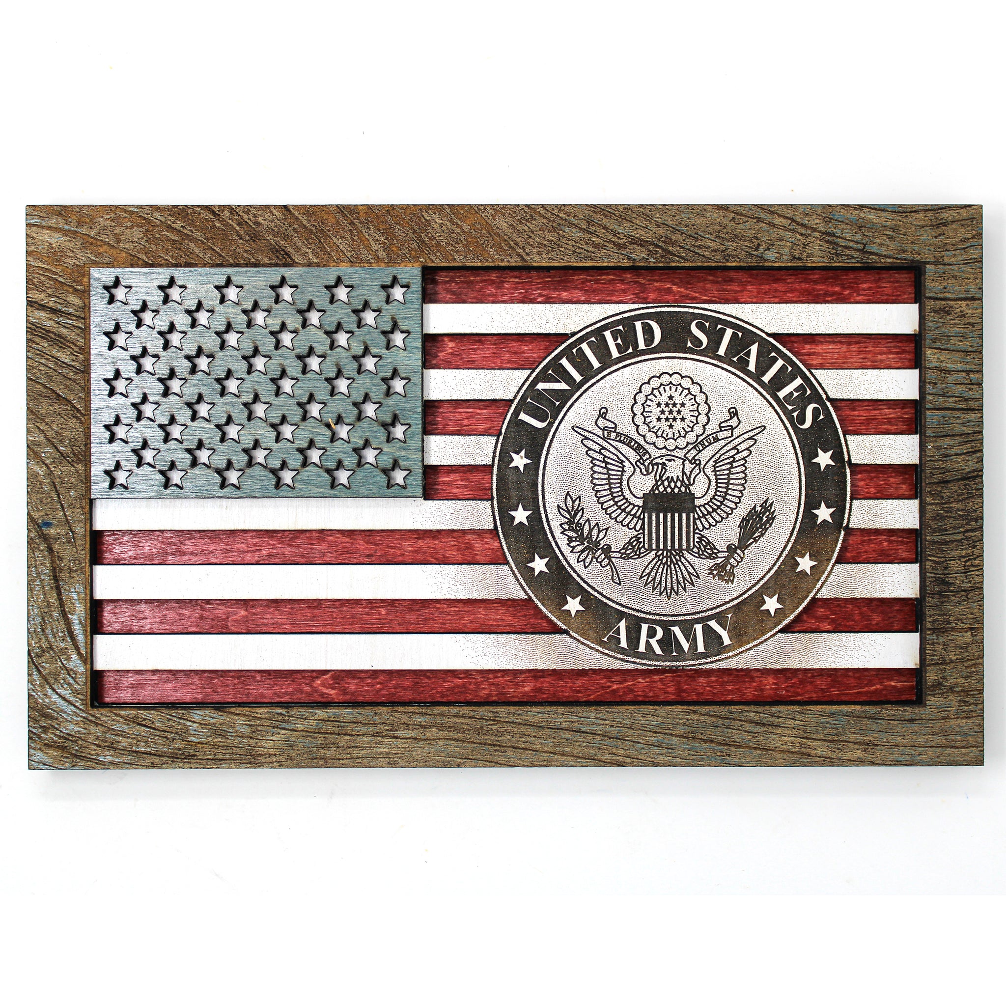 3D Wood Wall Art - Army Seal American Flag