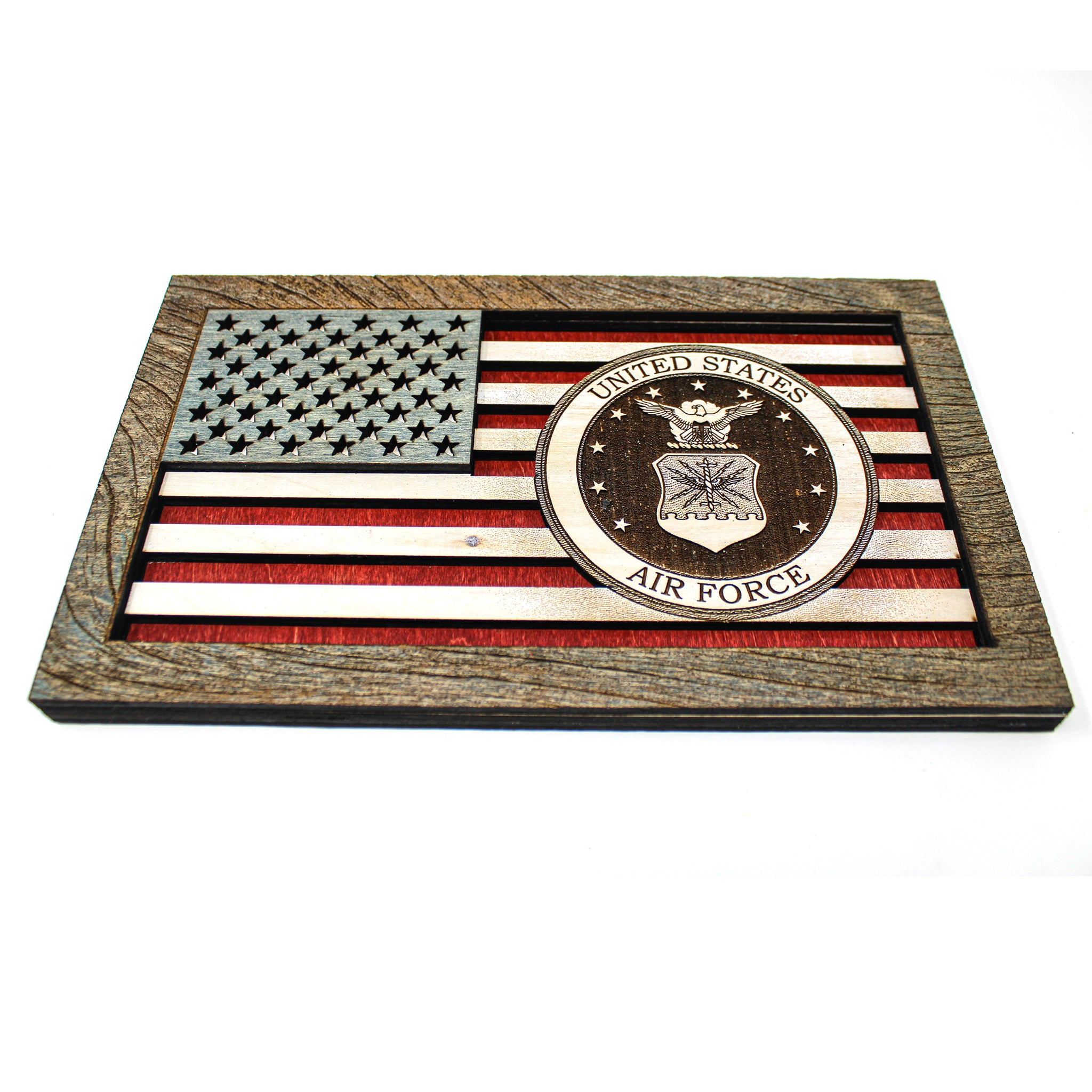 3D Wood Wall Art - Air Force Seal American Flag