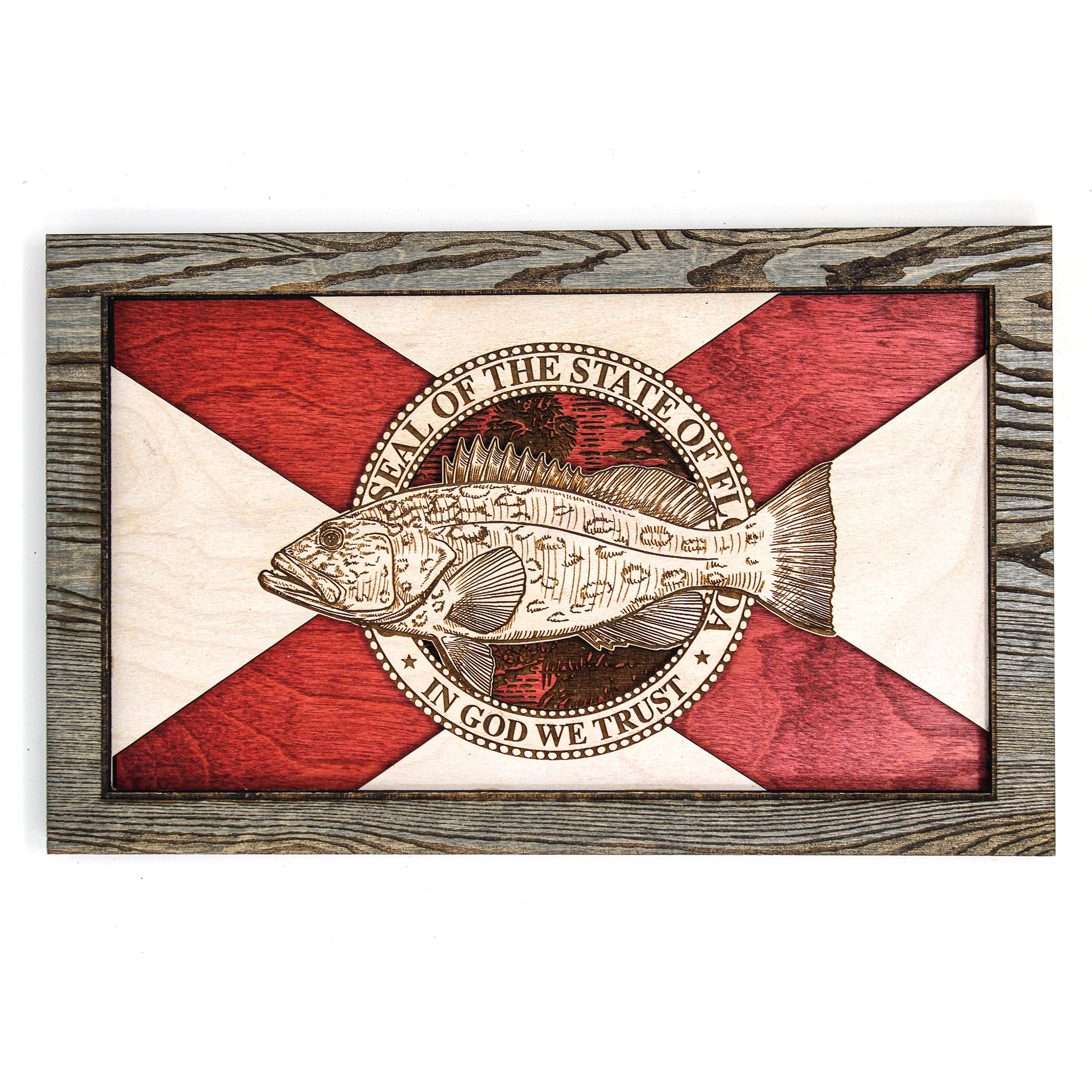 Arte de pared - GAG Grouper Florida Flag 3D Wood Art