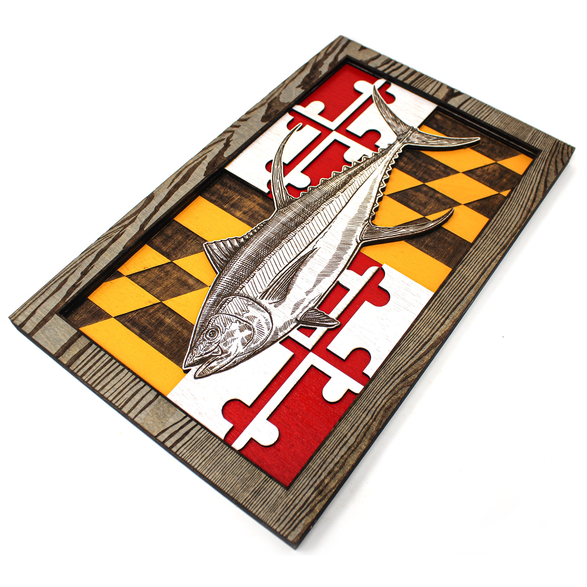 Wall Art - Yellowfin Tuna Maryland Flag 3D Wood Art