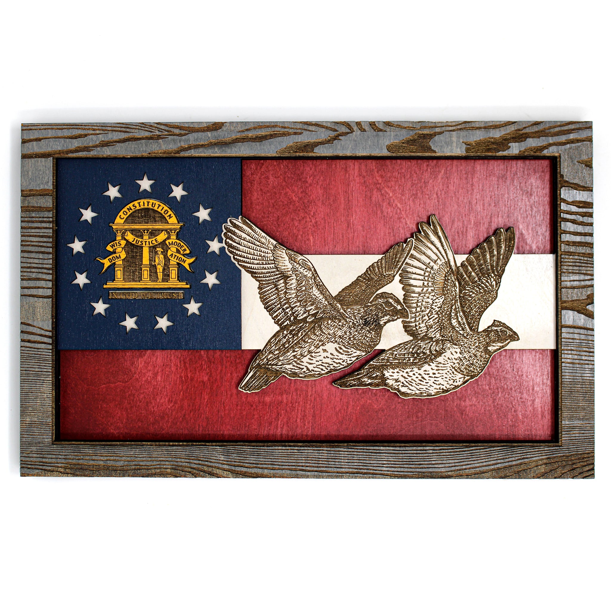 Wall Art - Quail Georgia Flag 3D Wood Art