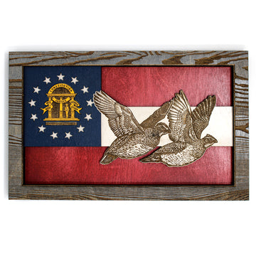 Wall Art - Quail Georgia Flag 3D Wood Art