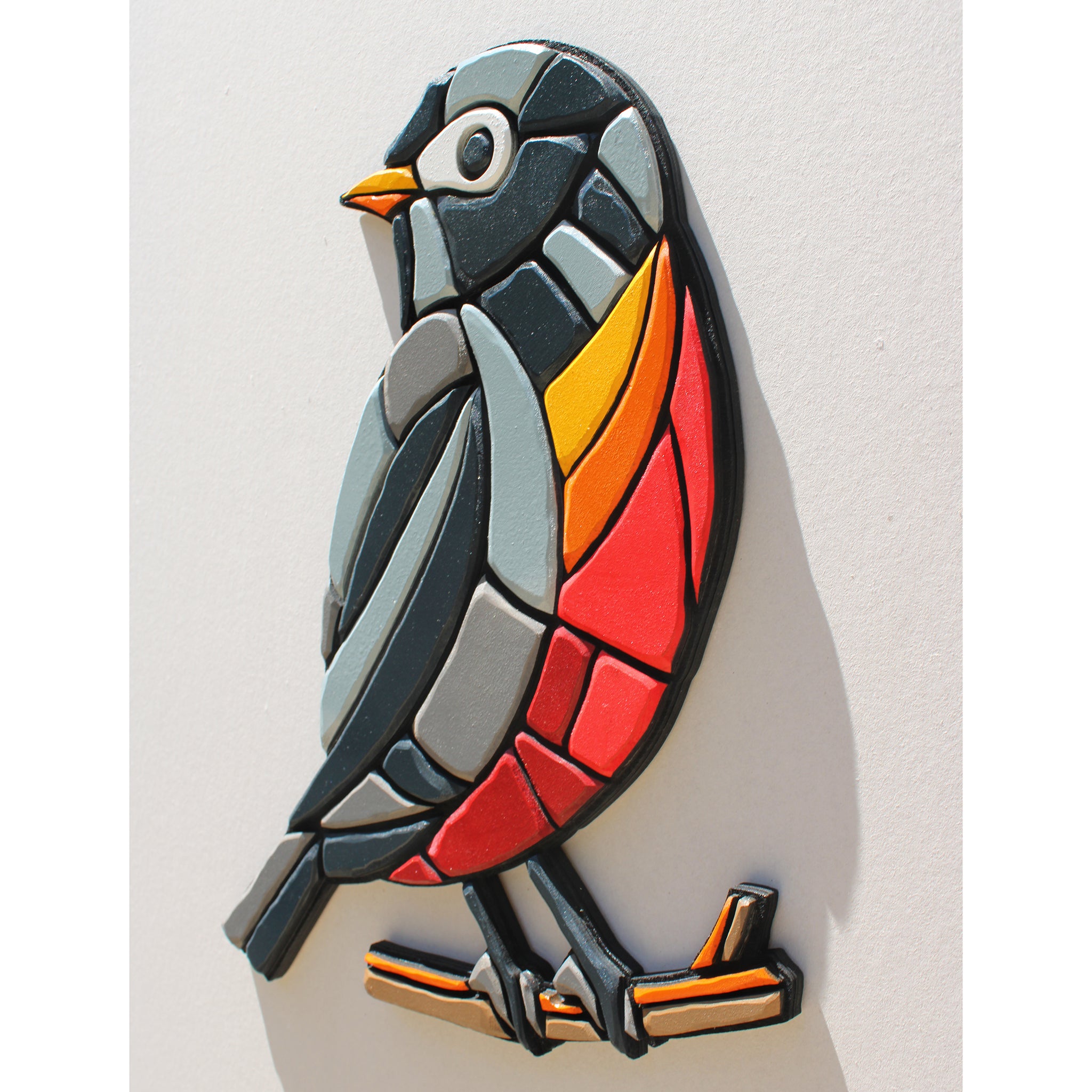 Wall Art - Limited Edition Wood Mosaic - Robin on Branch