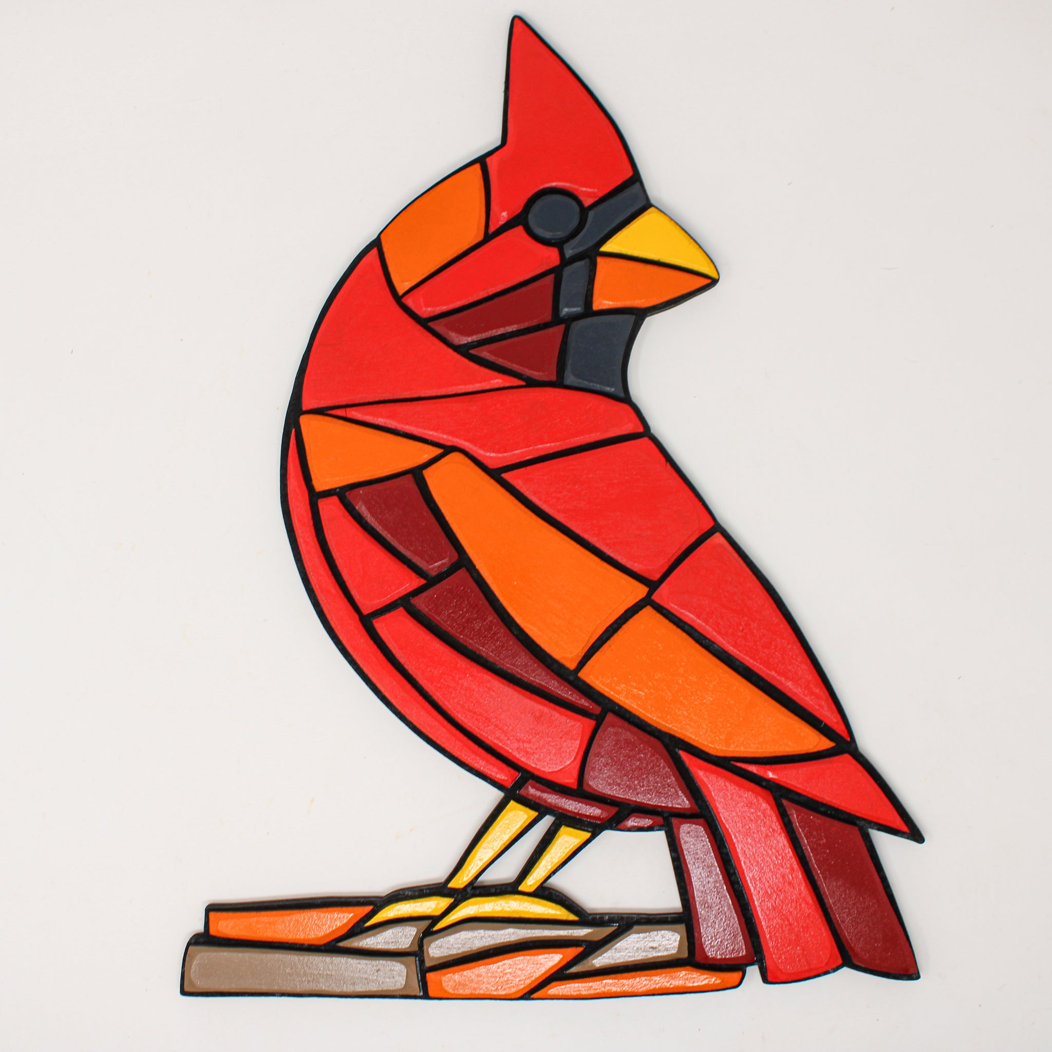 Wall Art - Limited Edition Wood Mosaic - Cardinal on Branch