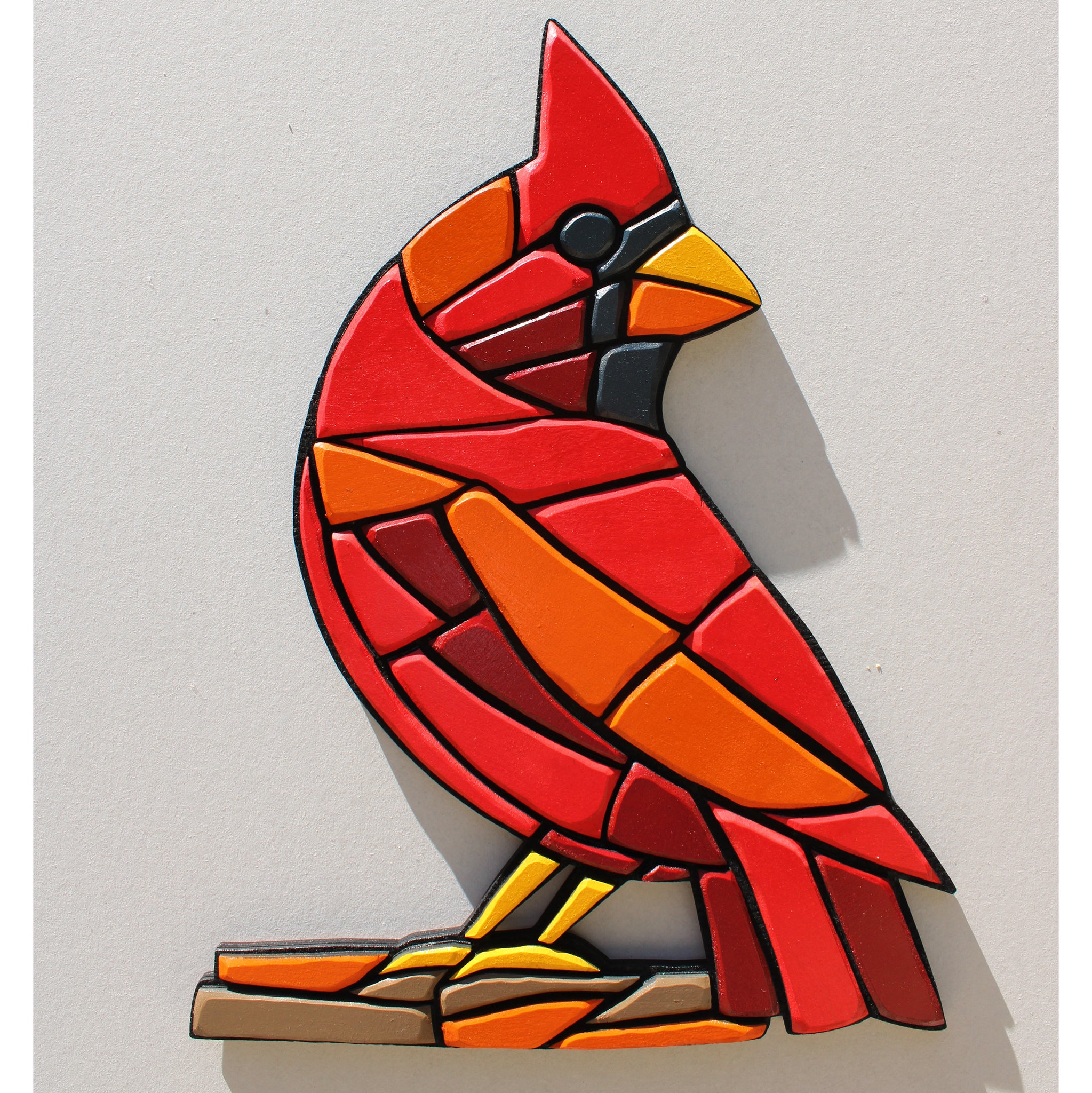Wall Art - Limited Edition Wood Mosaic - Cardinal on Branch