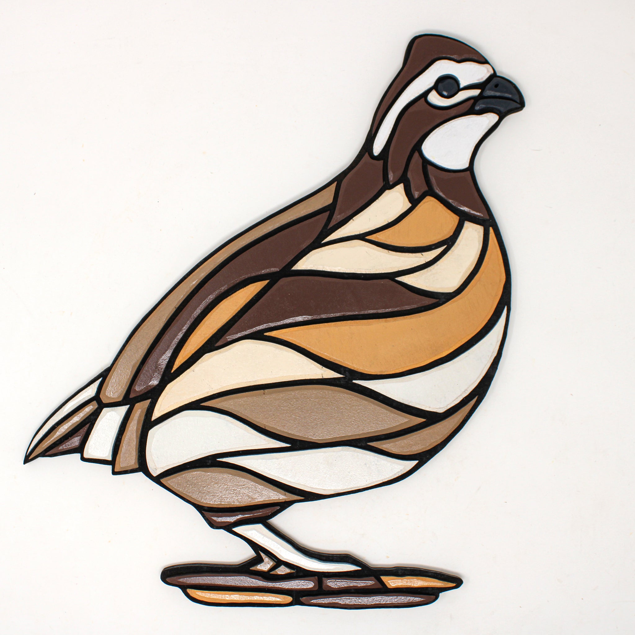 Wall Art - Limited Edition Wood Mosaic - Quail on alert