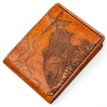 Leather Bill Fold / Bifold Mens Wallet -  Redfish