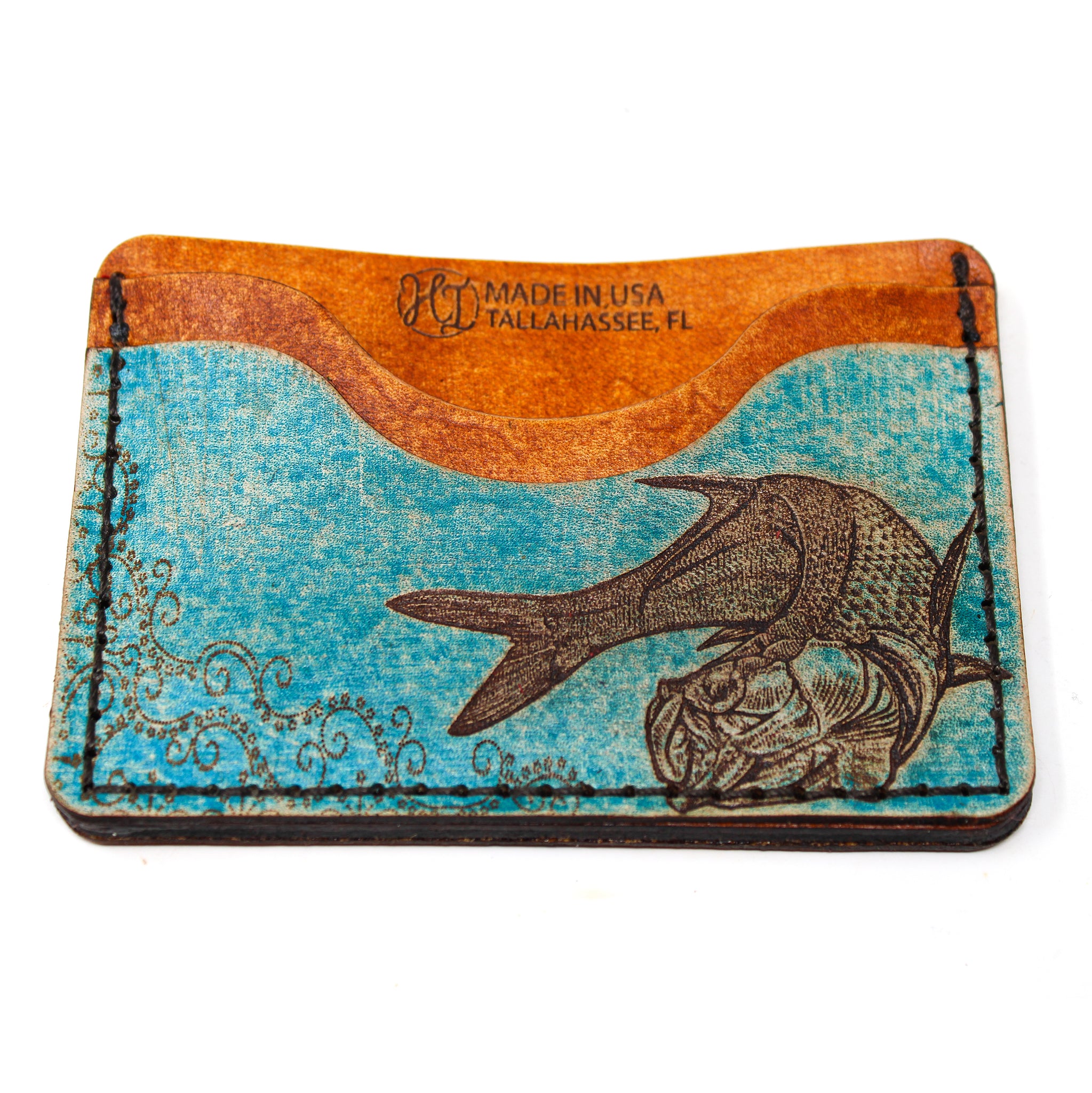 Leather Card Holder Wallet -  Twisting Tarpon