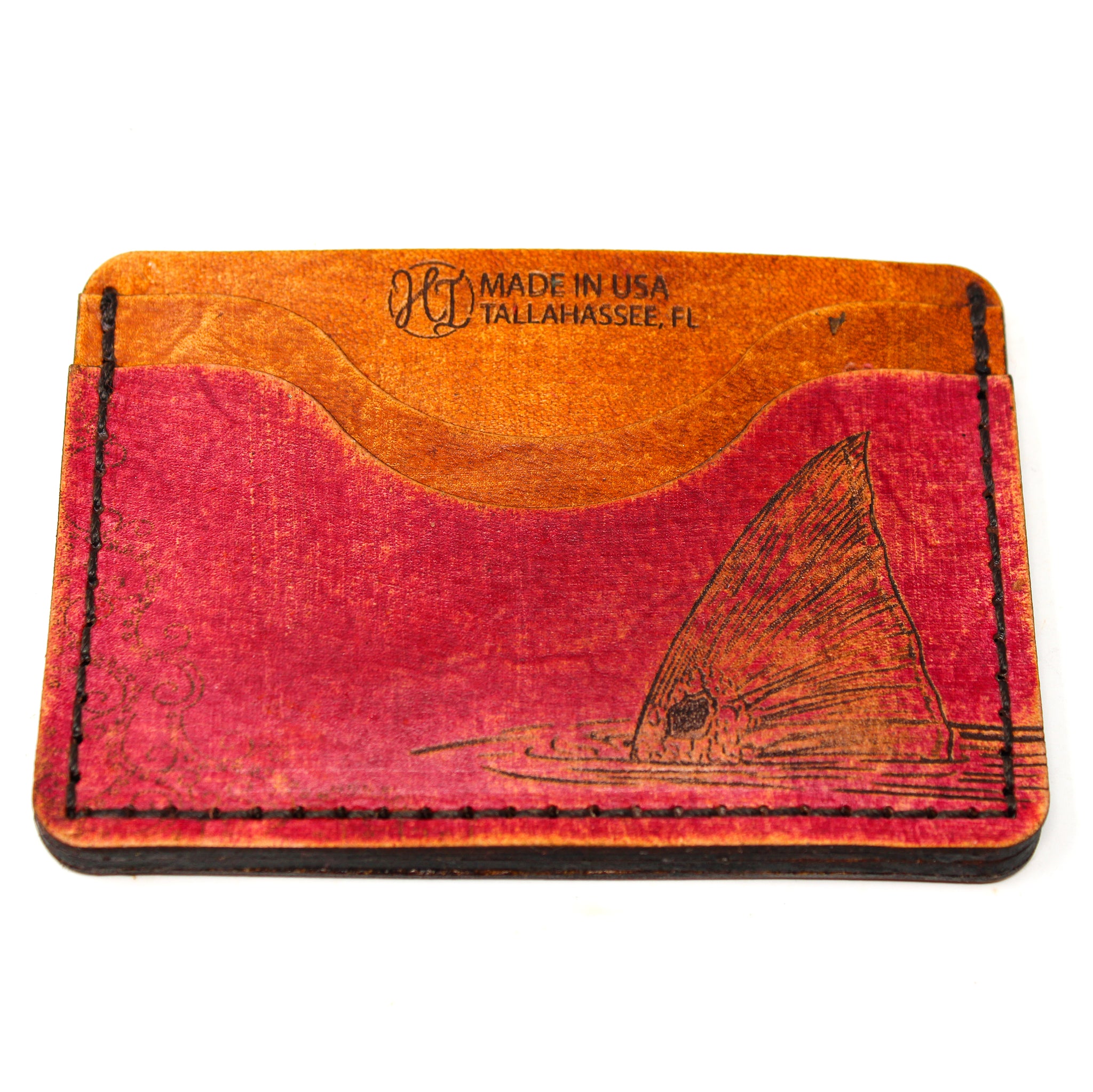Leather Card Holder Wallet -  Redfish