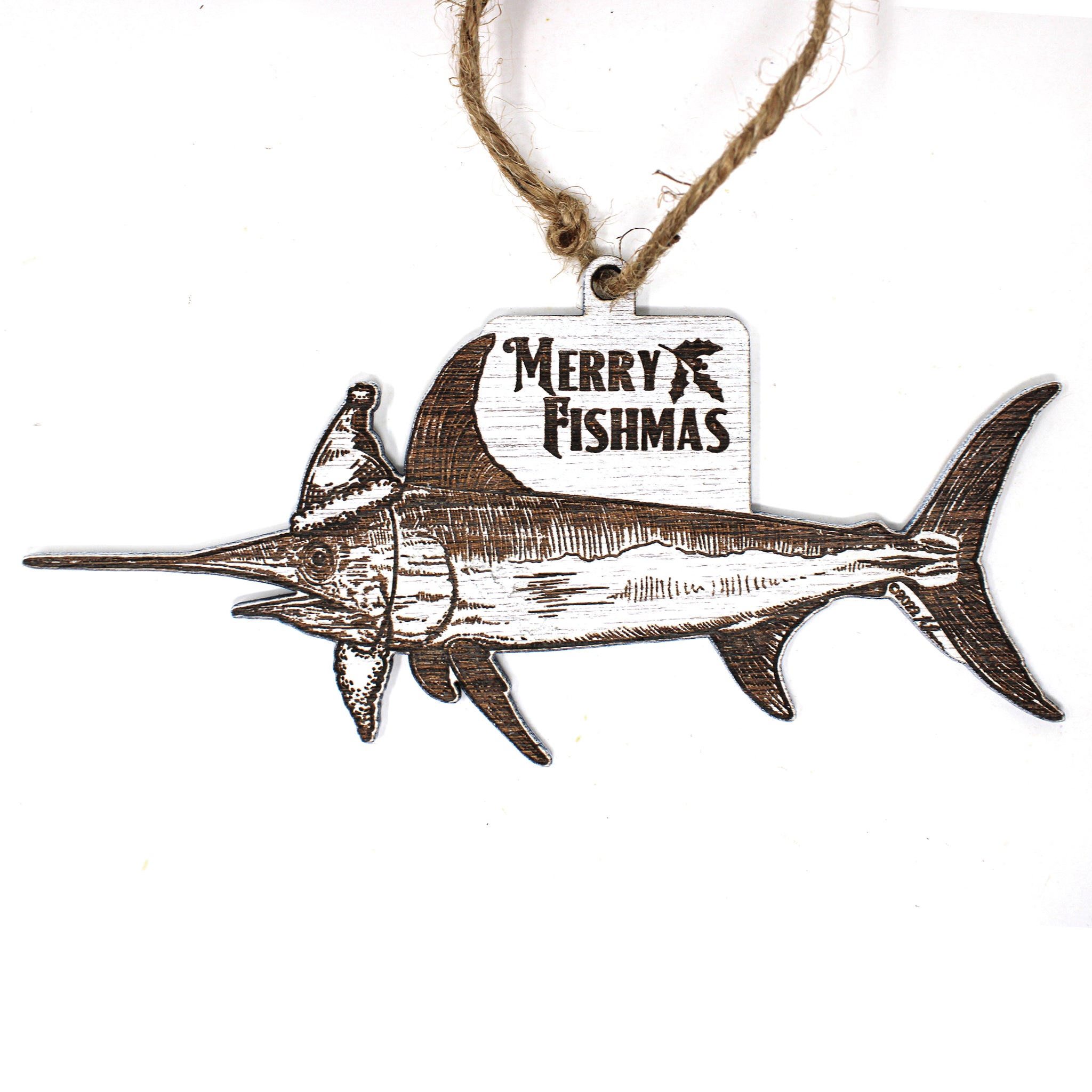 Wood Christmas Ornaments - Swordfish Fishmas Ornaments