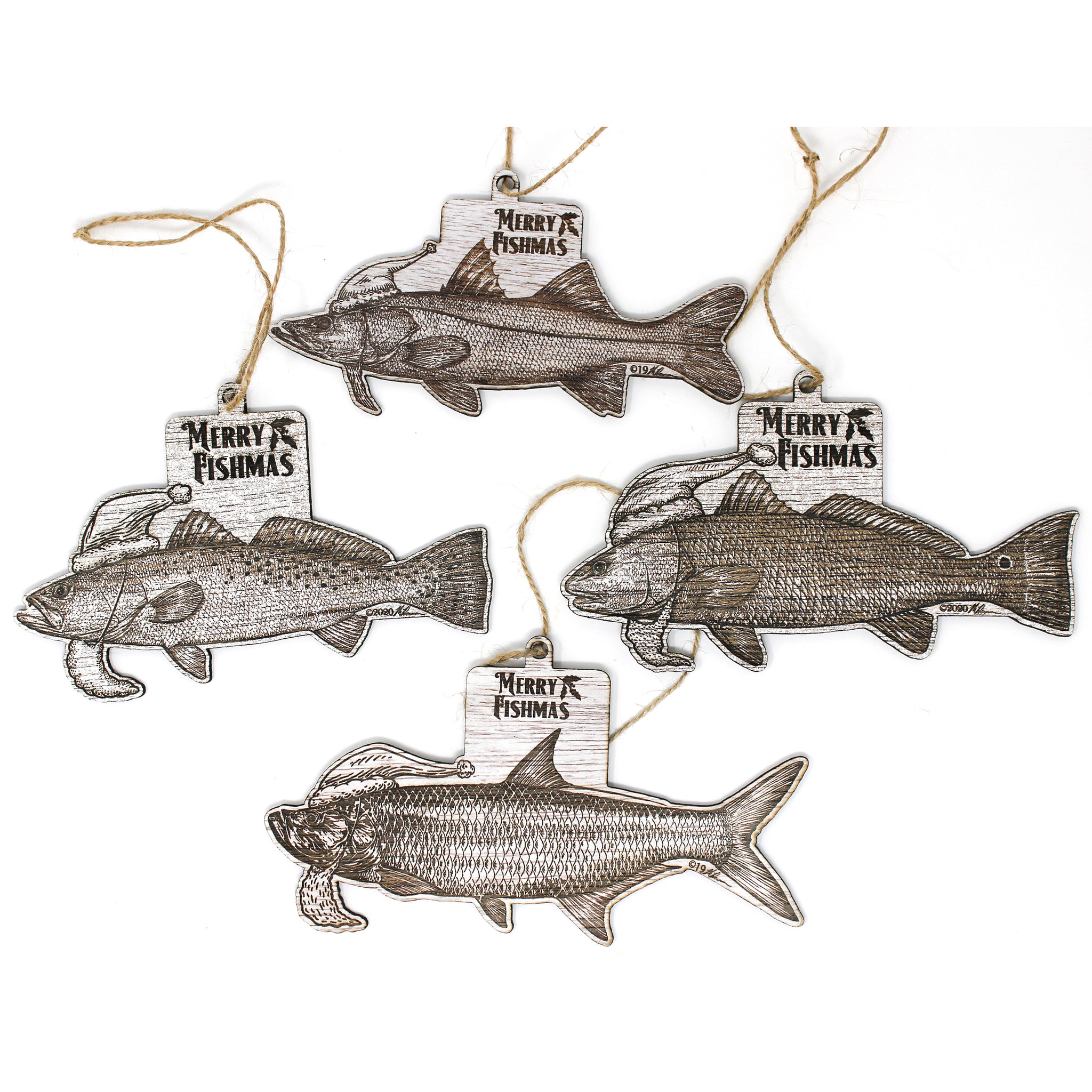 Wood Christmas Ornaments - Inshore Slam Fishmas Ornaments