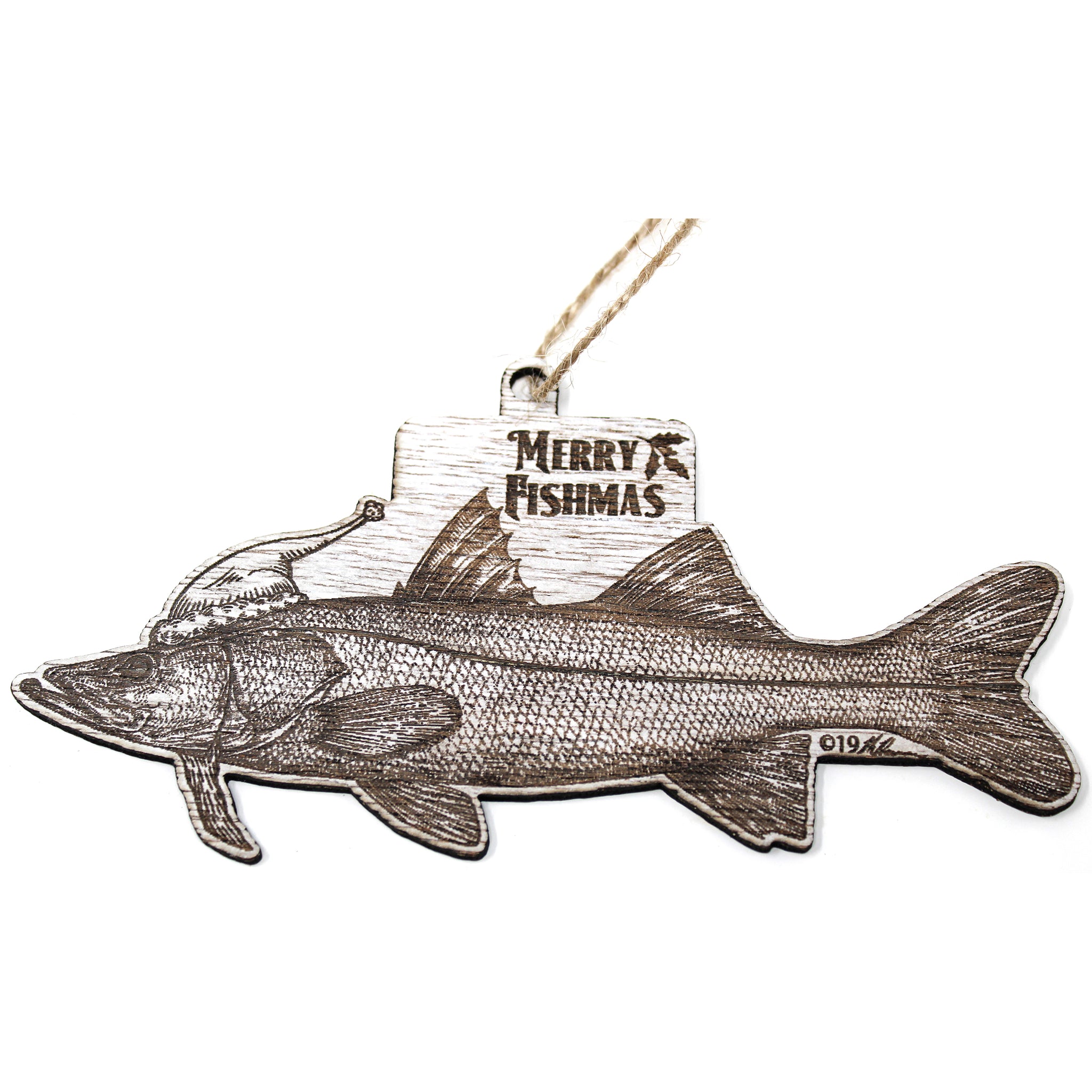 Adornos navideños de madera - Adornos de róbalo Fishmas