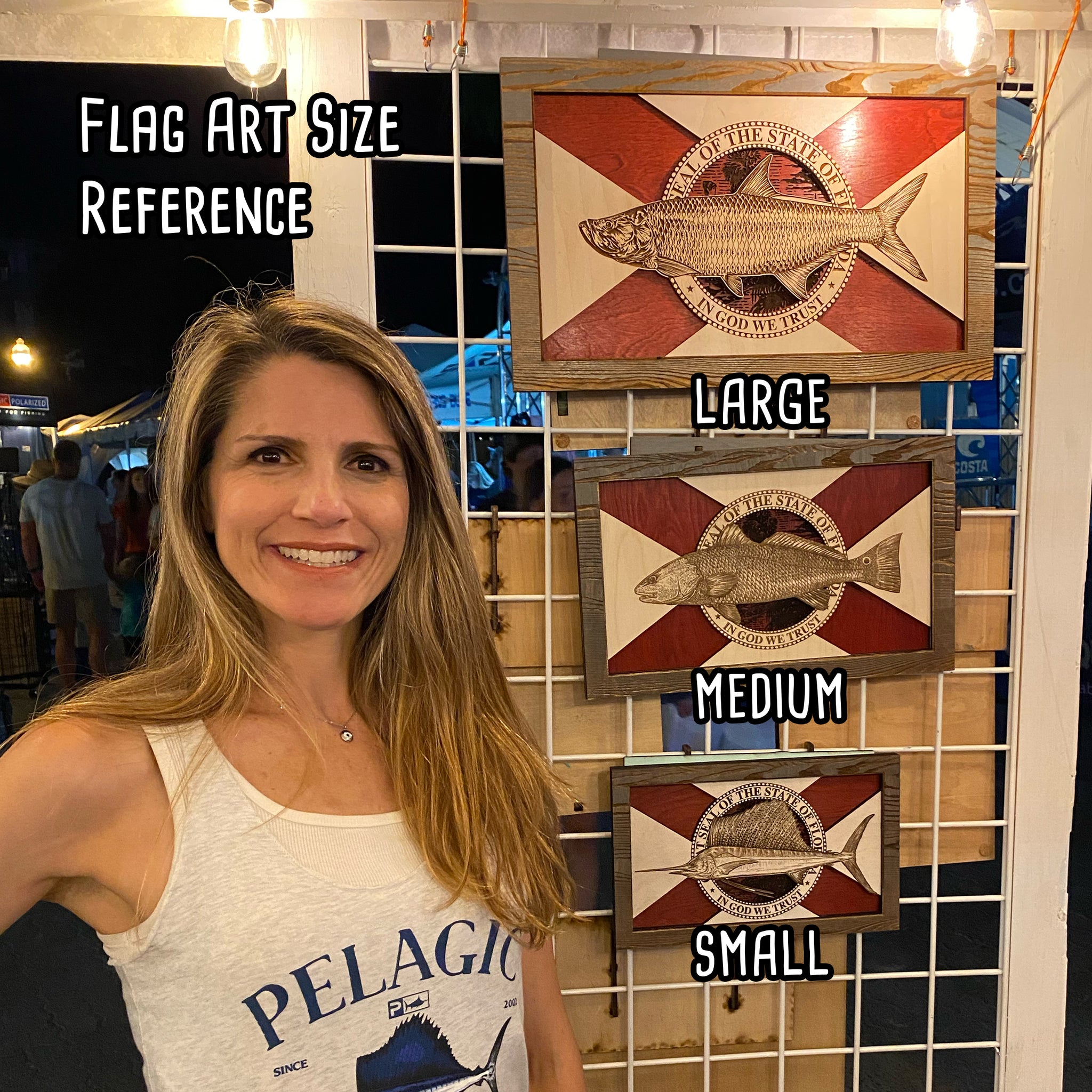 Wall Art - Redfish Florida Flag 3D Wood Art