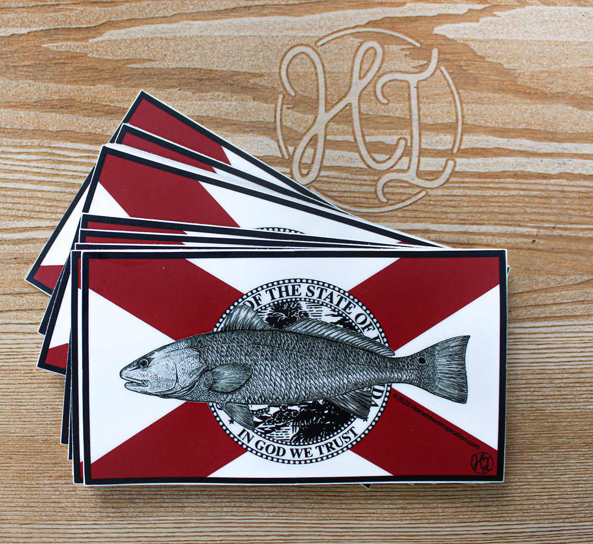 Vinyl Sticker - FL Flag Redfish