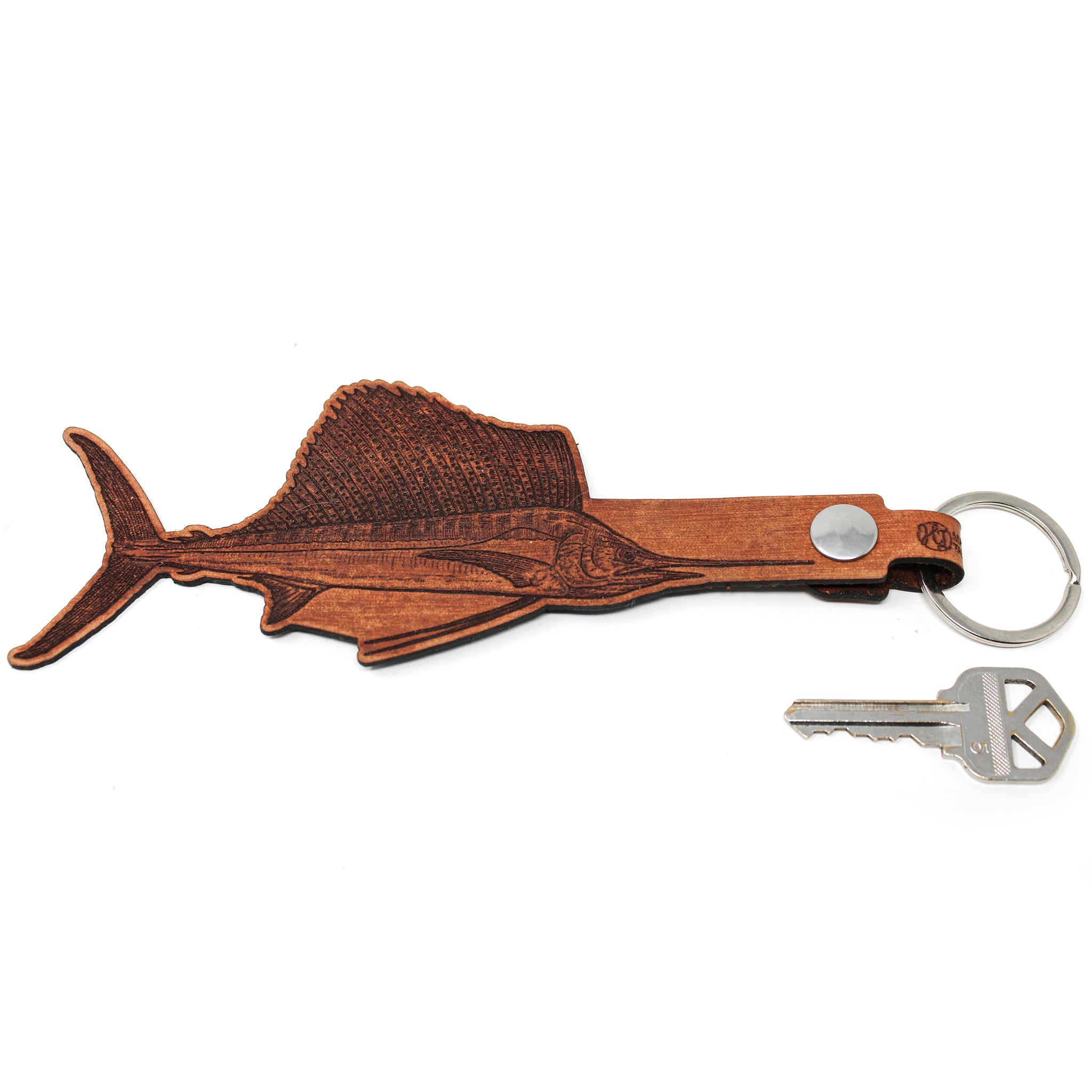 Leather Keychain - Large Sailfish Keychain