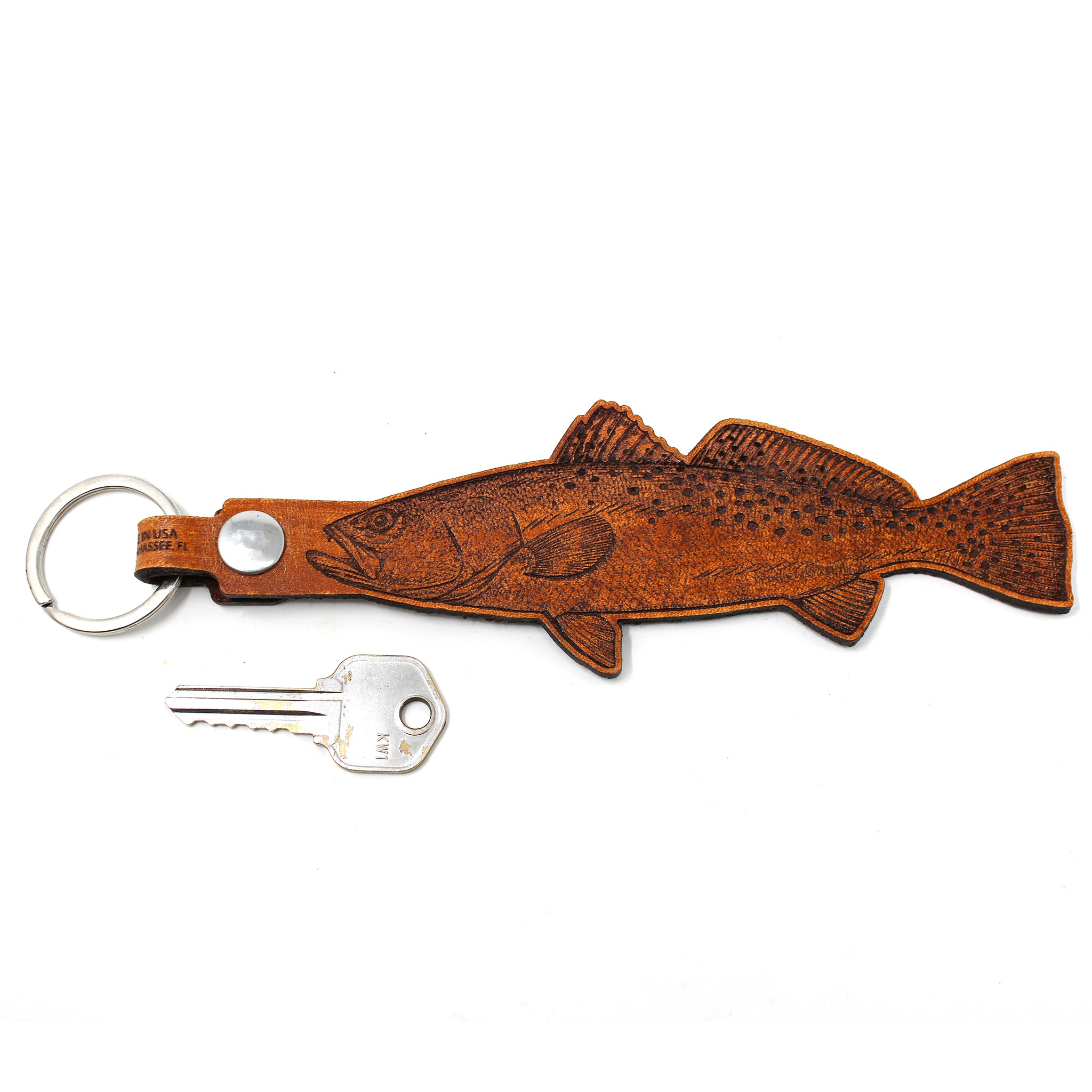 Leather Keychain - Large Spotted Sea Trout Keychain