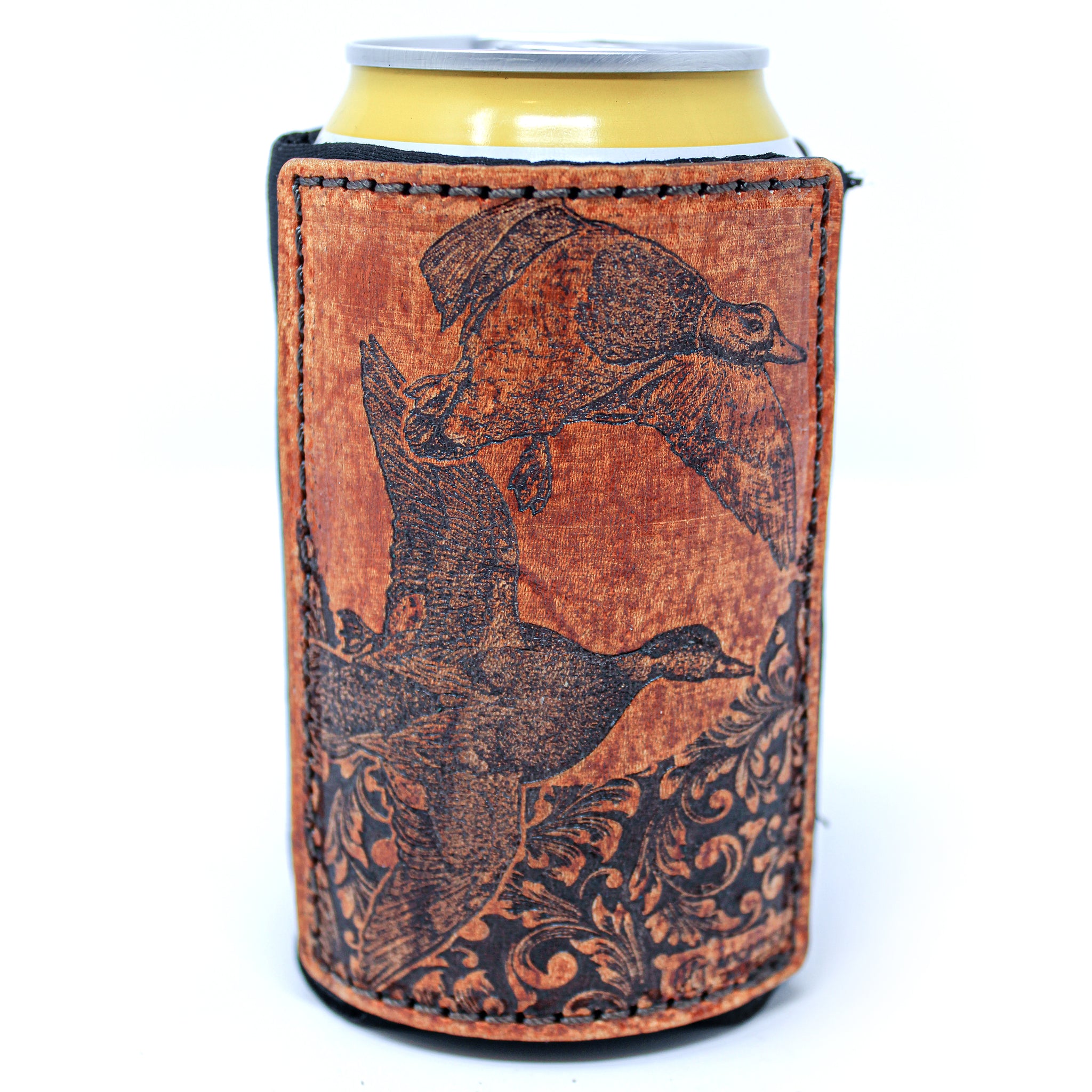 Leather Patch Drink Sleeve - Duck hunt
