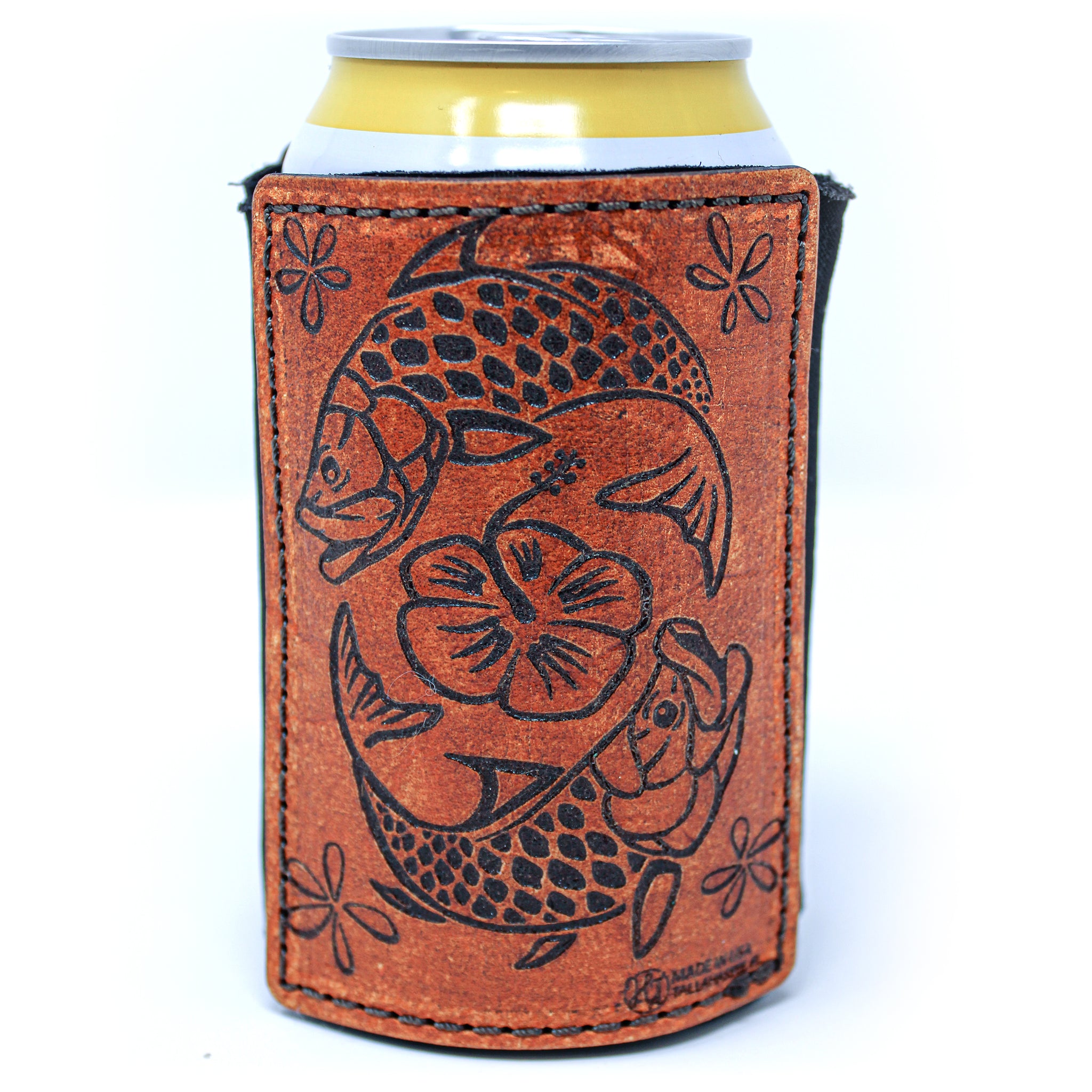 Funda para bebidas con parche de cuero - Tarpon Stylin'