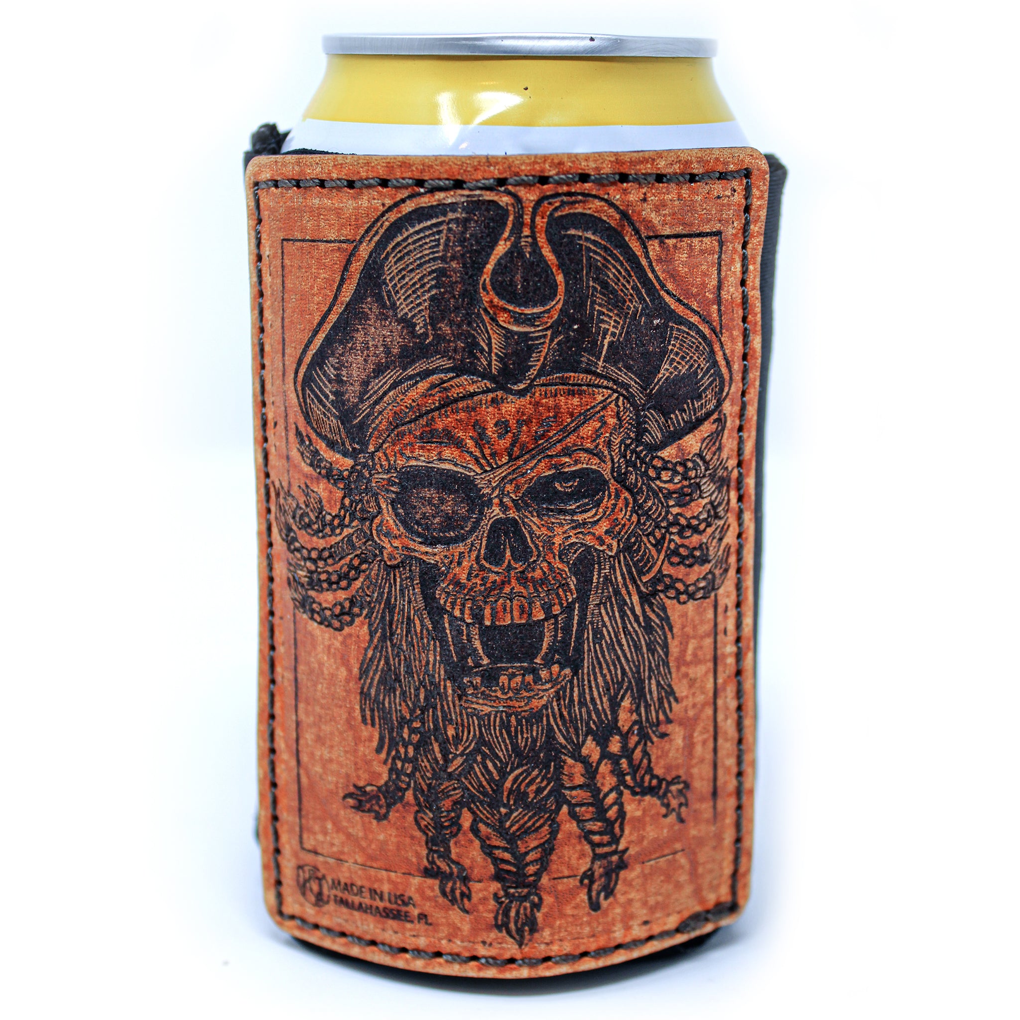 Leather Patch Drink Sleeve - Pirate Skellyhead