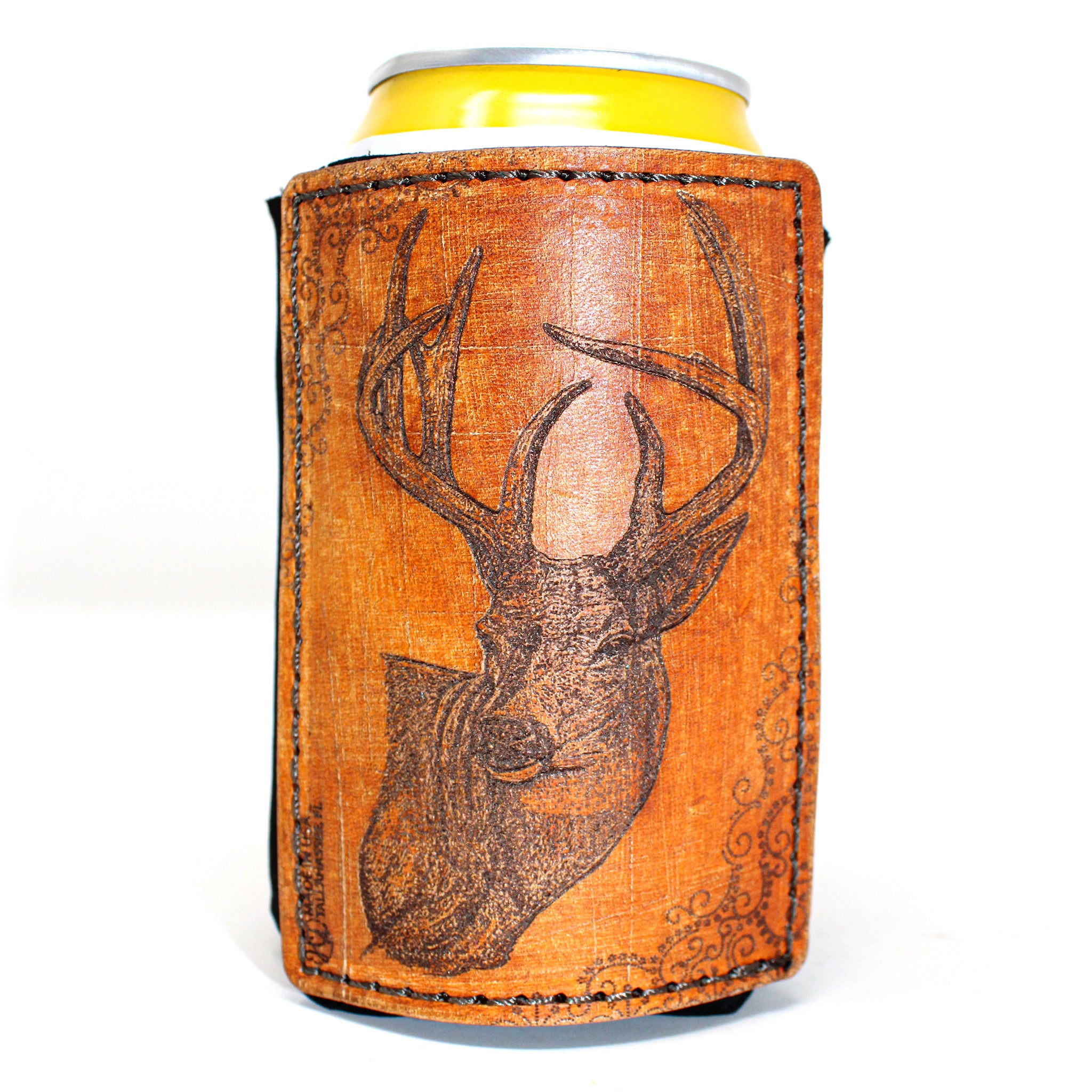 Leather Patch Drink Sleeve - Whitetail Buck