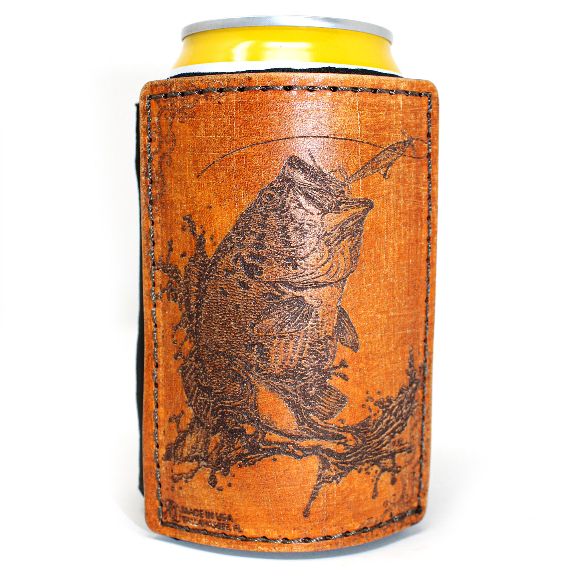 Leather Patch Drink Sleeve - Morning Glory Bass