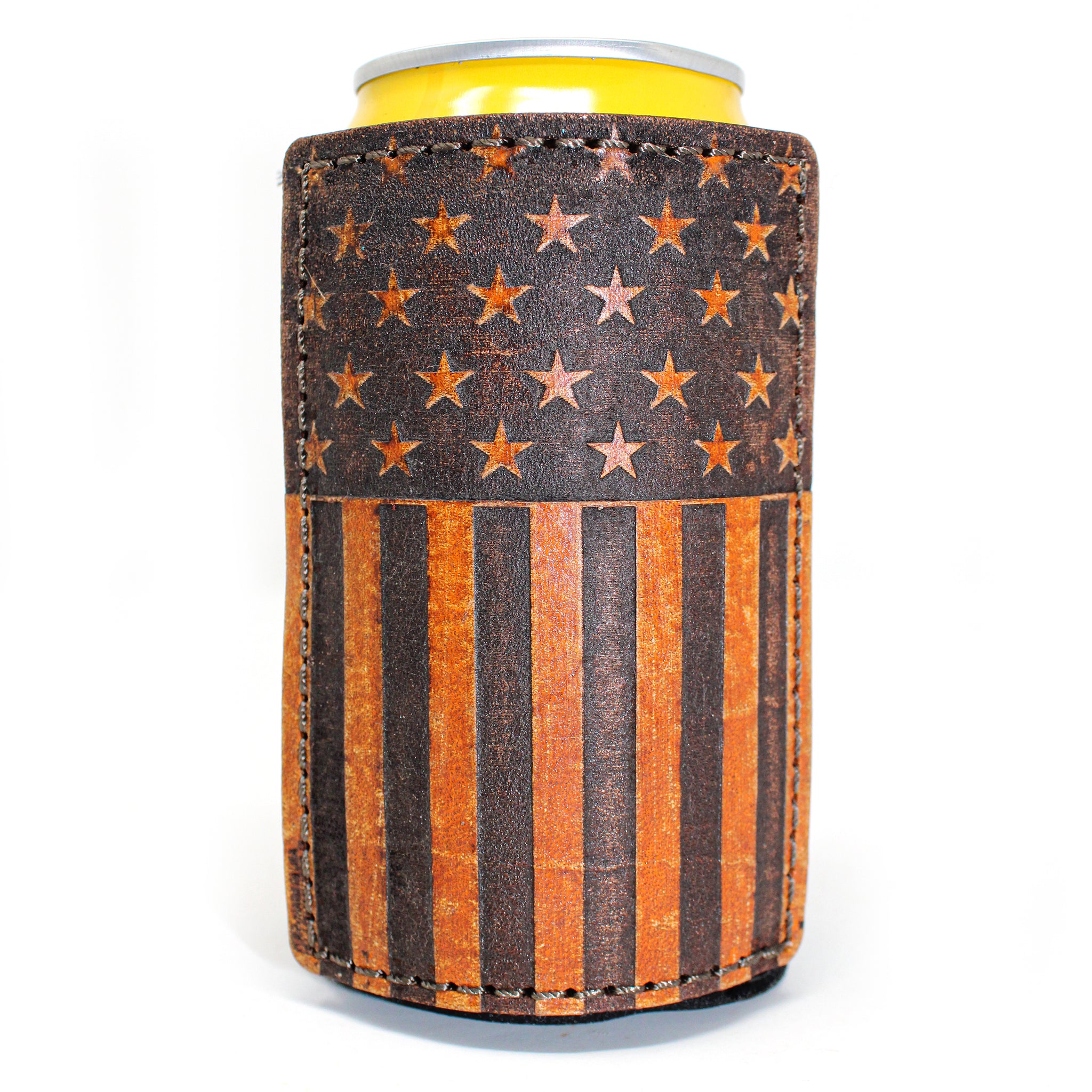 Leather Patch Drink Sleeve - Stars and Bars