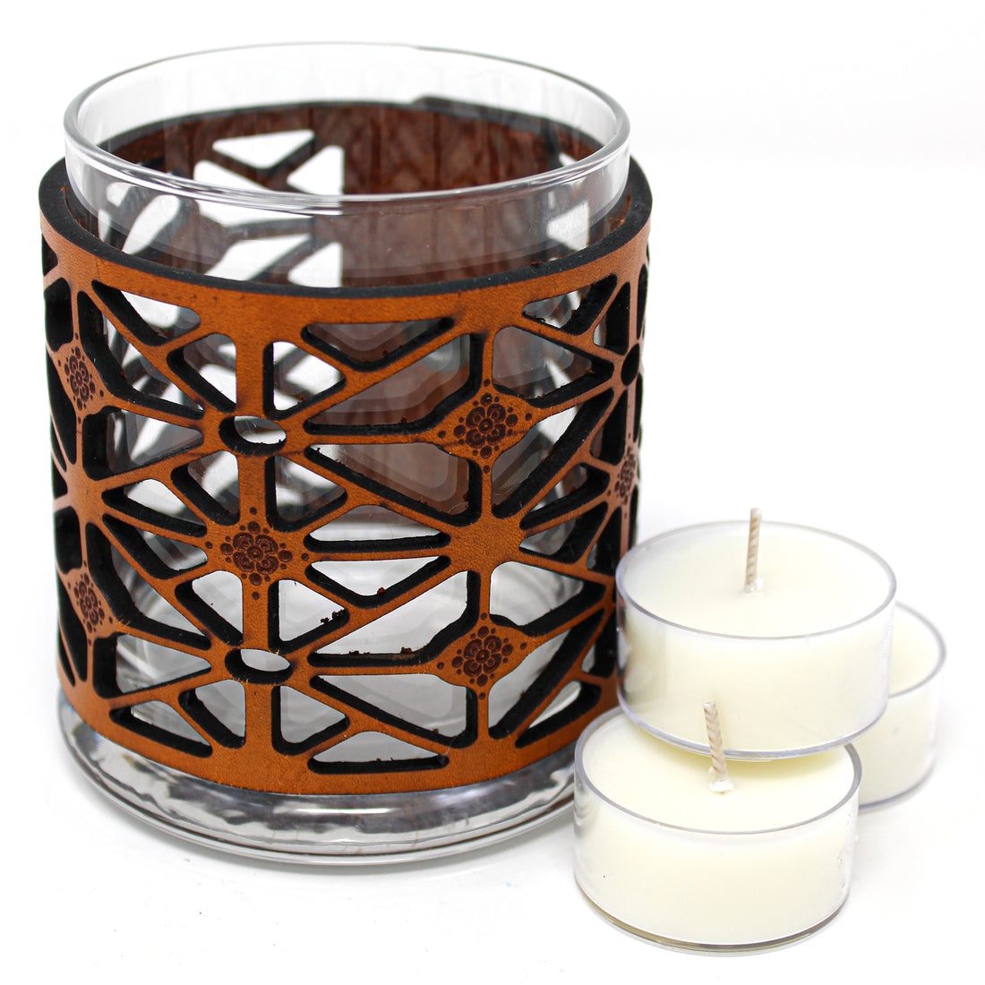 Leather Luminary Candle Set - Kaleidoscope