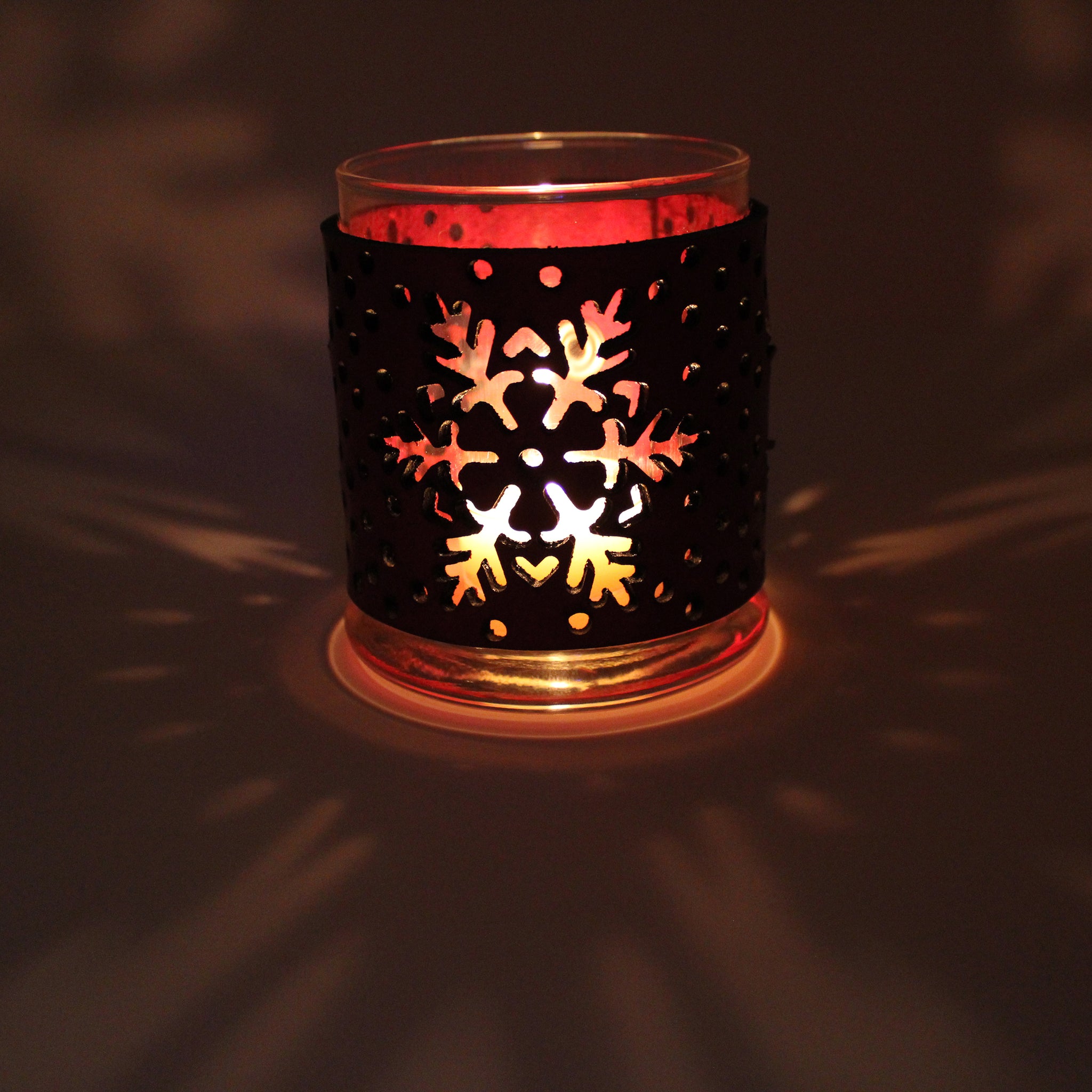 Leather Luminary Candle Set - Snowflakes