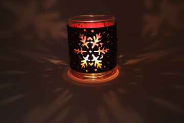 Leather Luminary Candle Set - Snowflakes