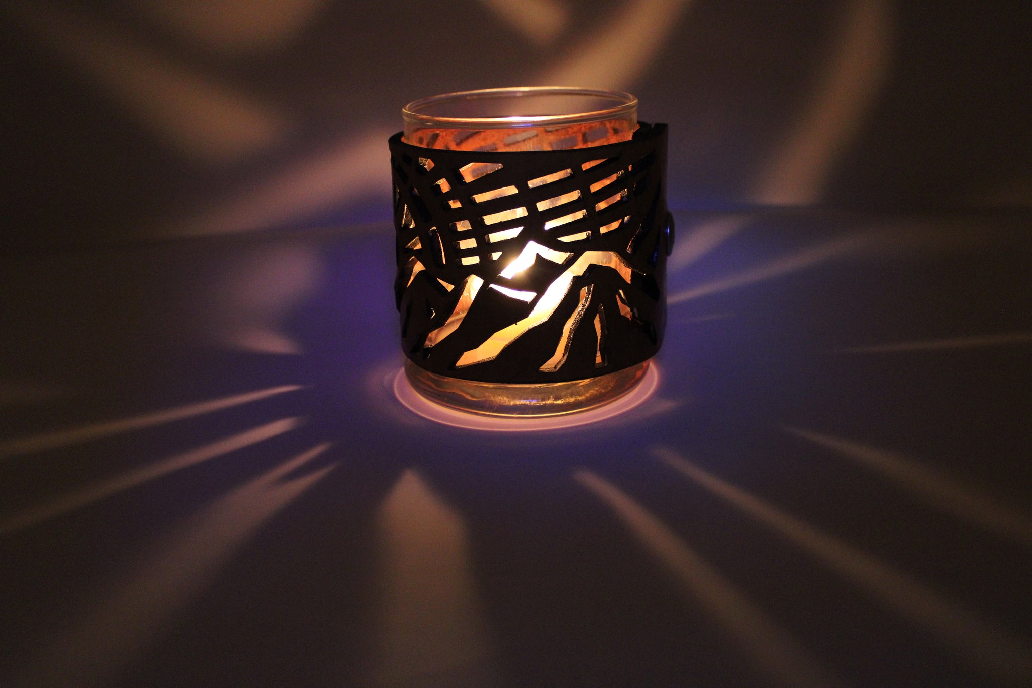 Leather Luminary Candle Set - Mountain Sun