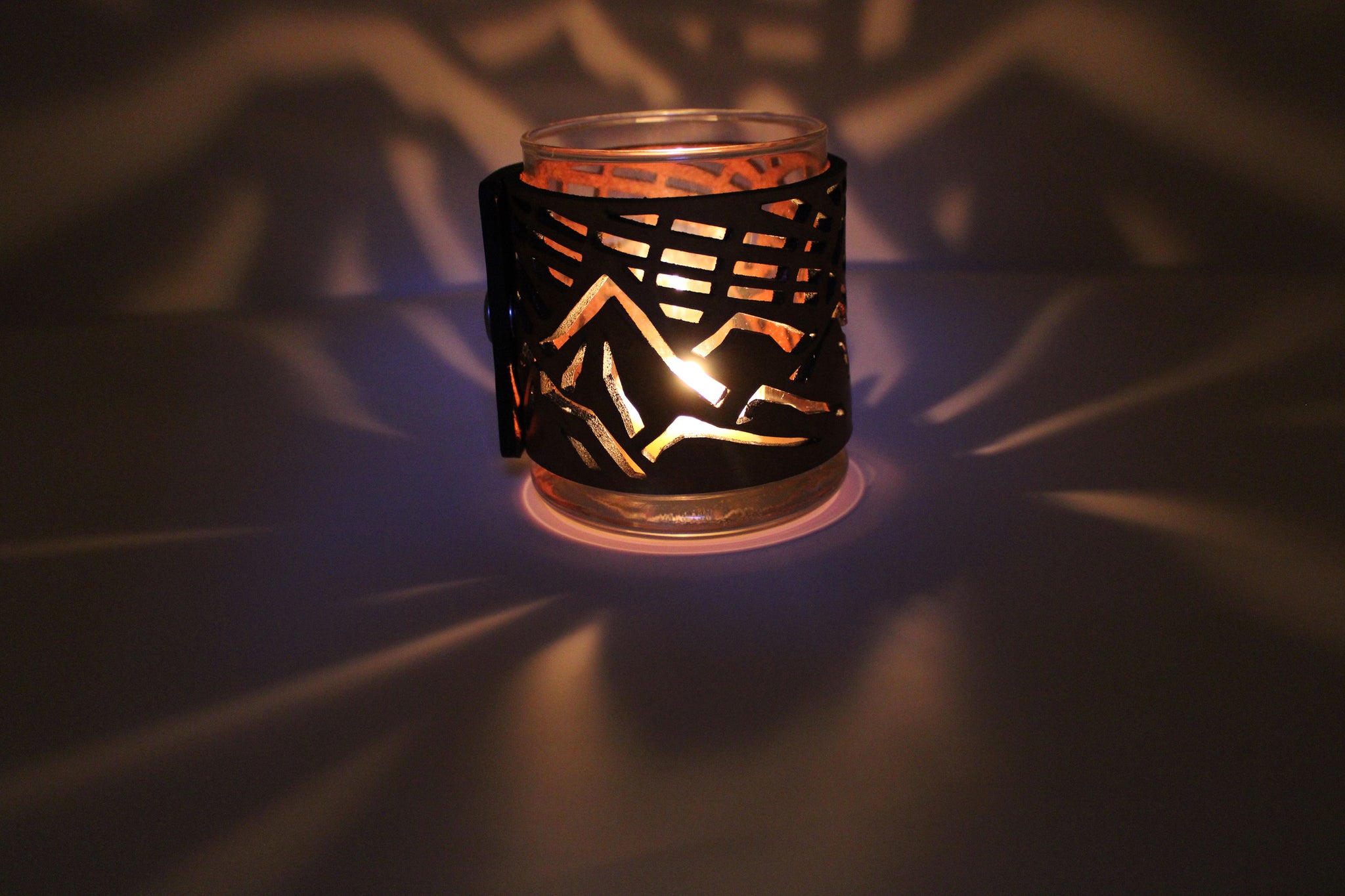 Leather Luminary Candle Set - Mountain Sun