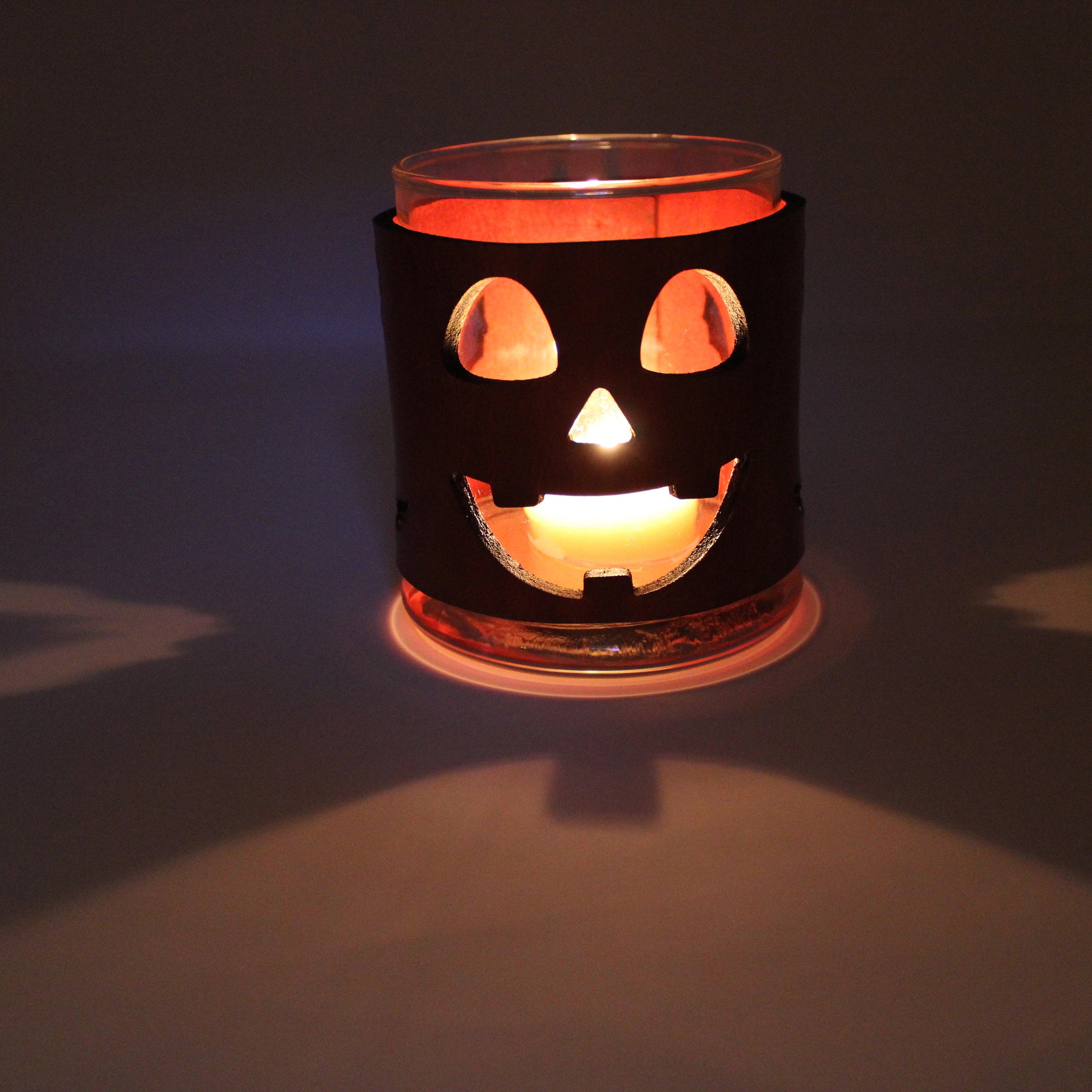 Leather Luminary Candle Set - Jack O Lantern