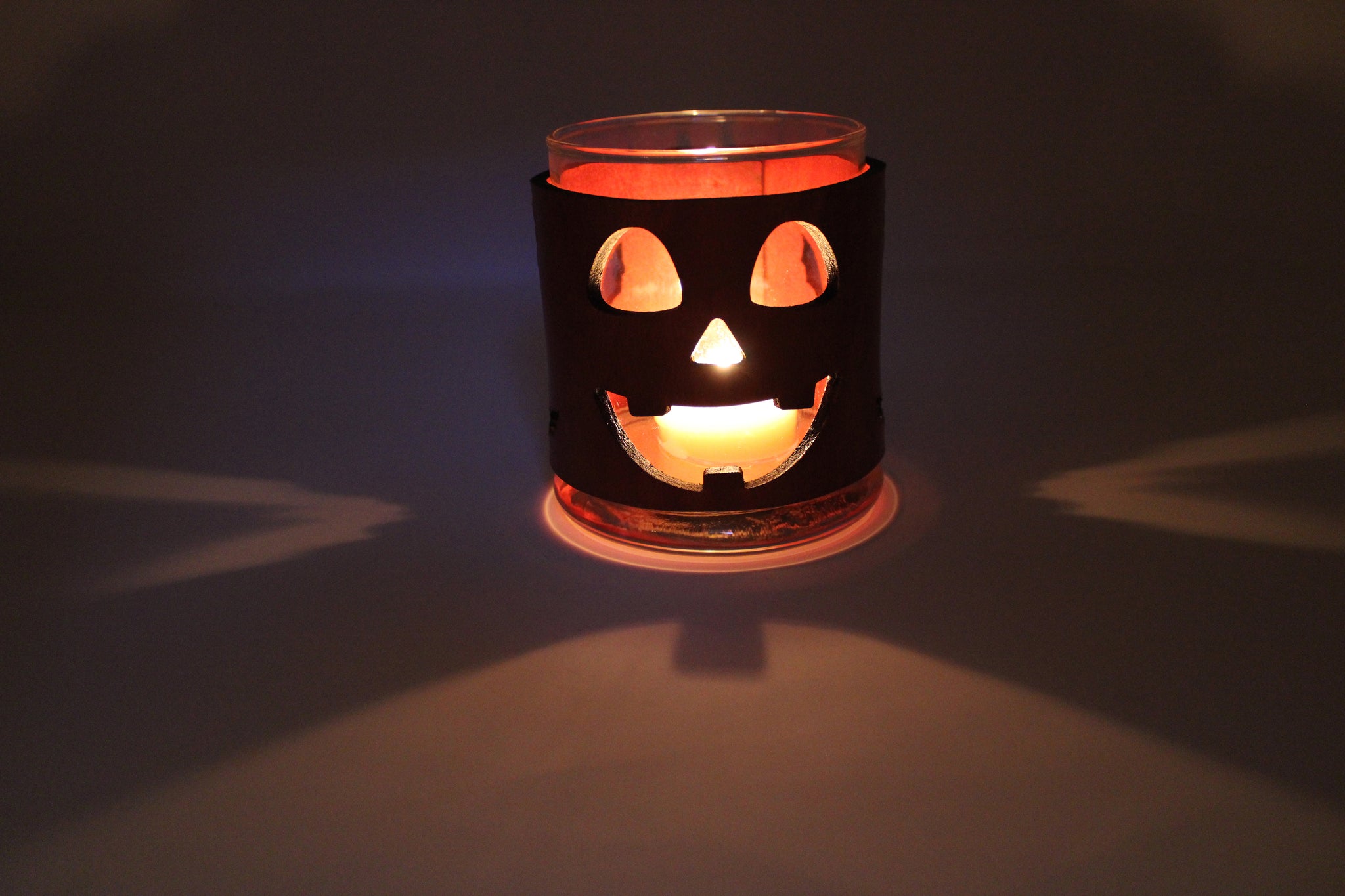 Leather Luminary Candle Set - Jack O Lantern