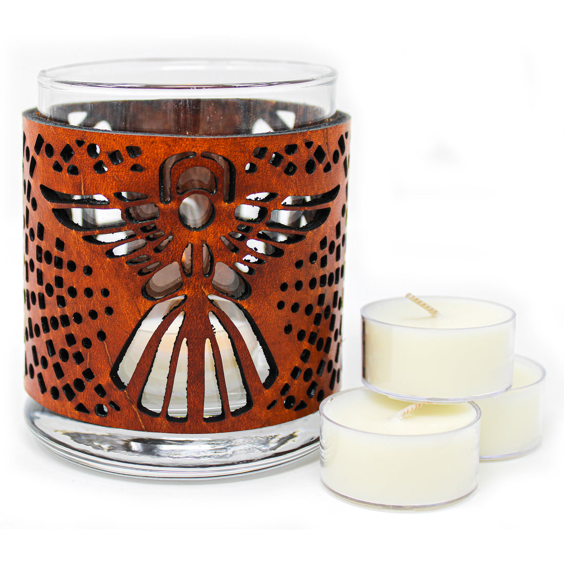 Leather Luminary Candle Set - Angel