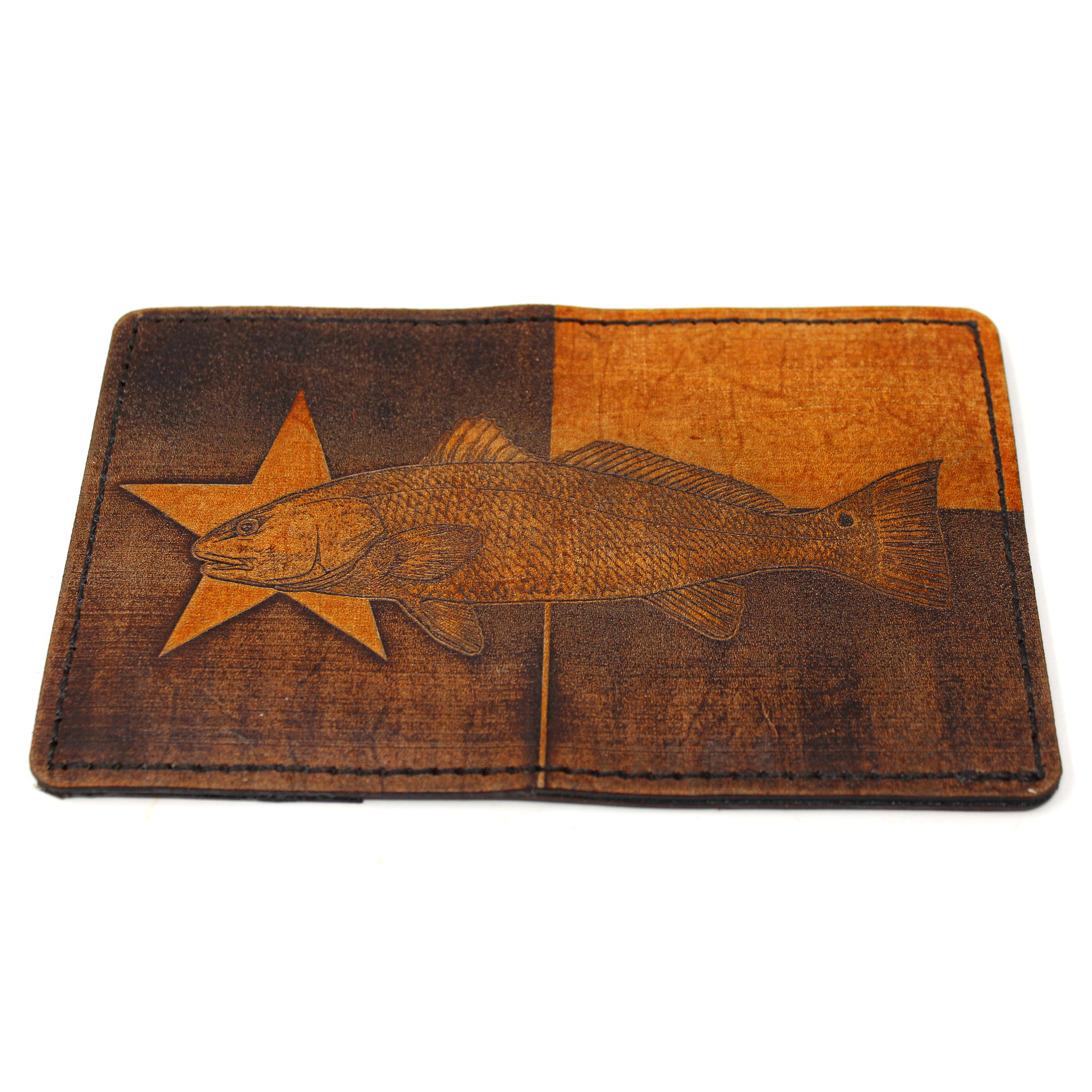 Leather Wallet -  TX Flag Redfish