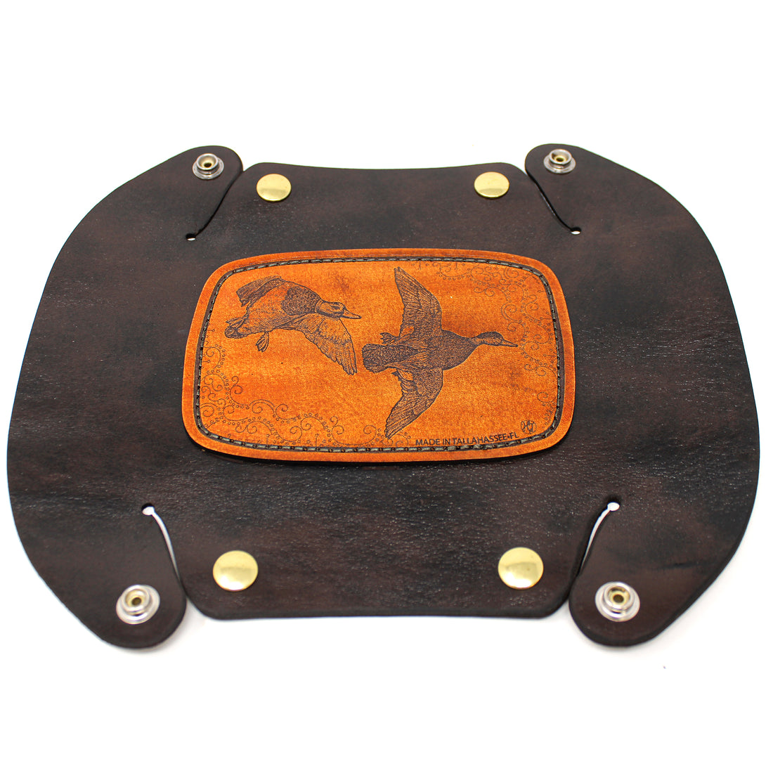 Leather Valet Tray - Mallards in flight